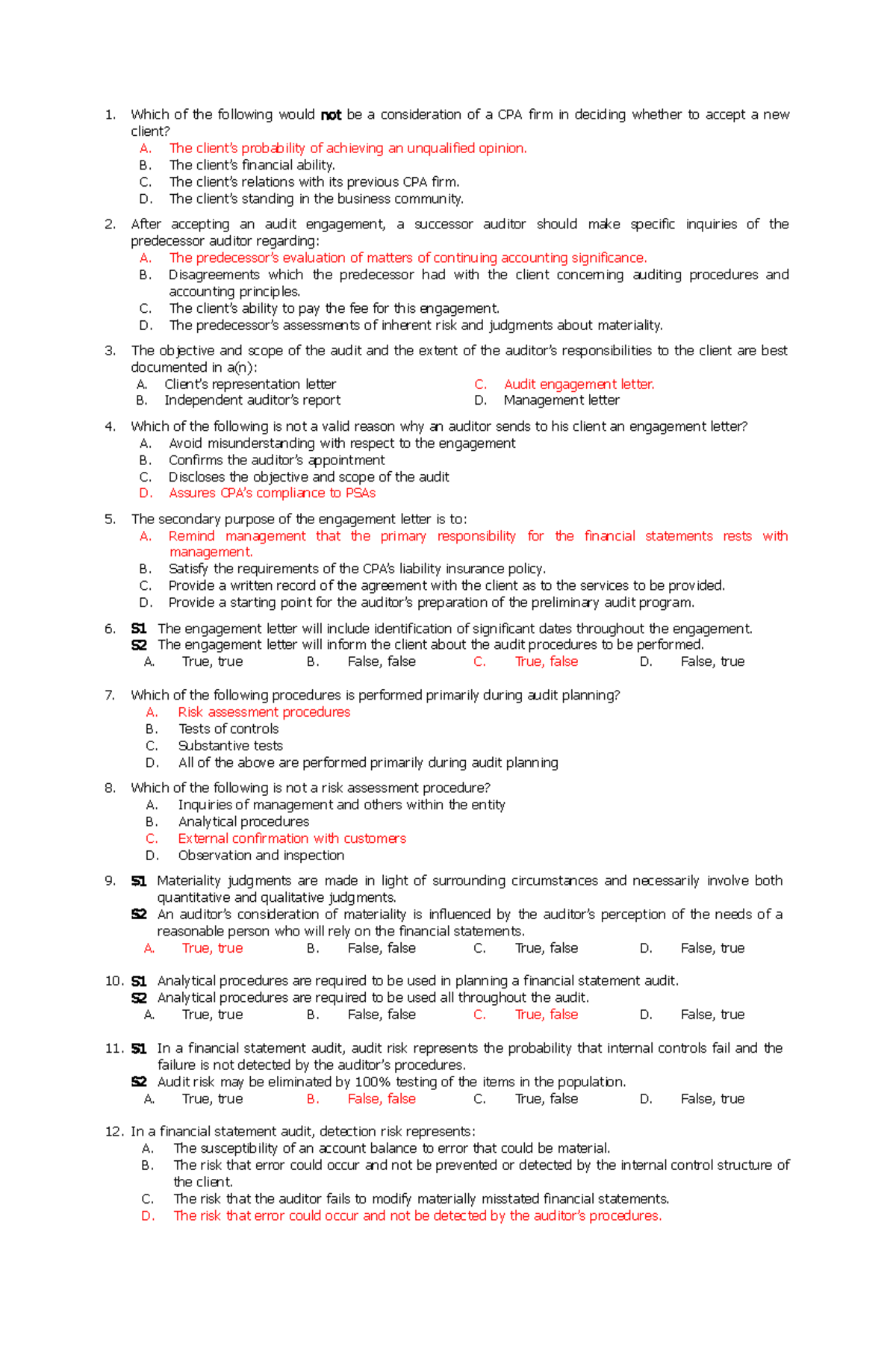 Auditing Theory Reviewer - Which Of The Following Would Not Be A ...