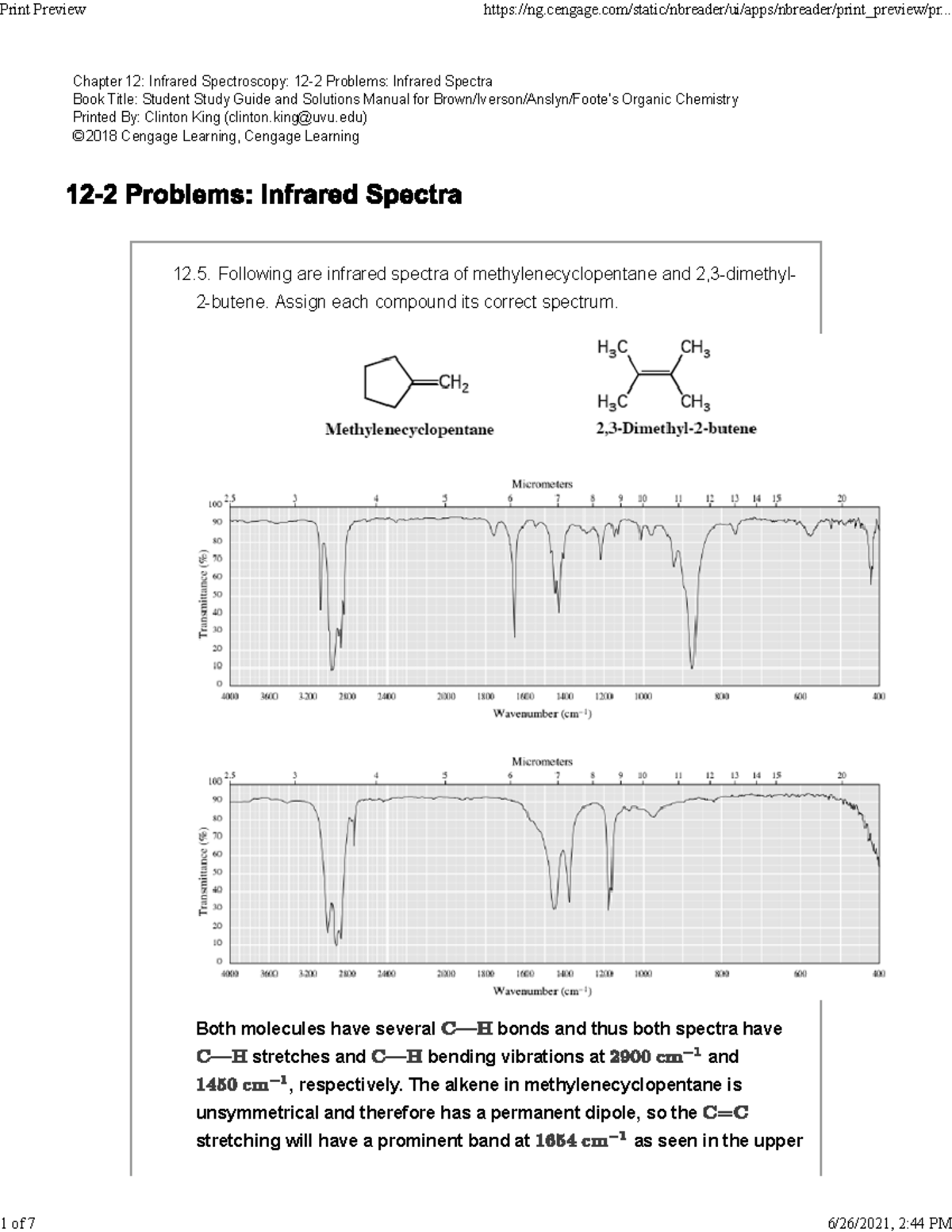 Chapter 12 Homework Solutions - 12. Chapter 12: Infrared Spectroscopy ...