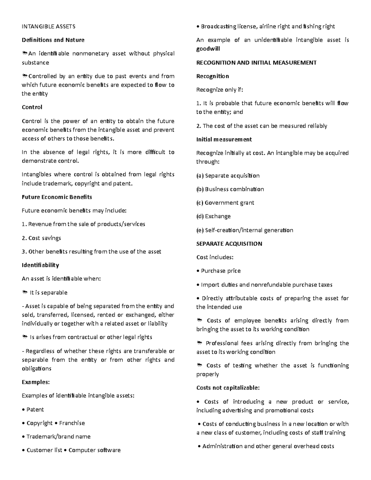 Intangible Assets - Lecture notes 1-10 - Introduction To Information ...