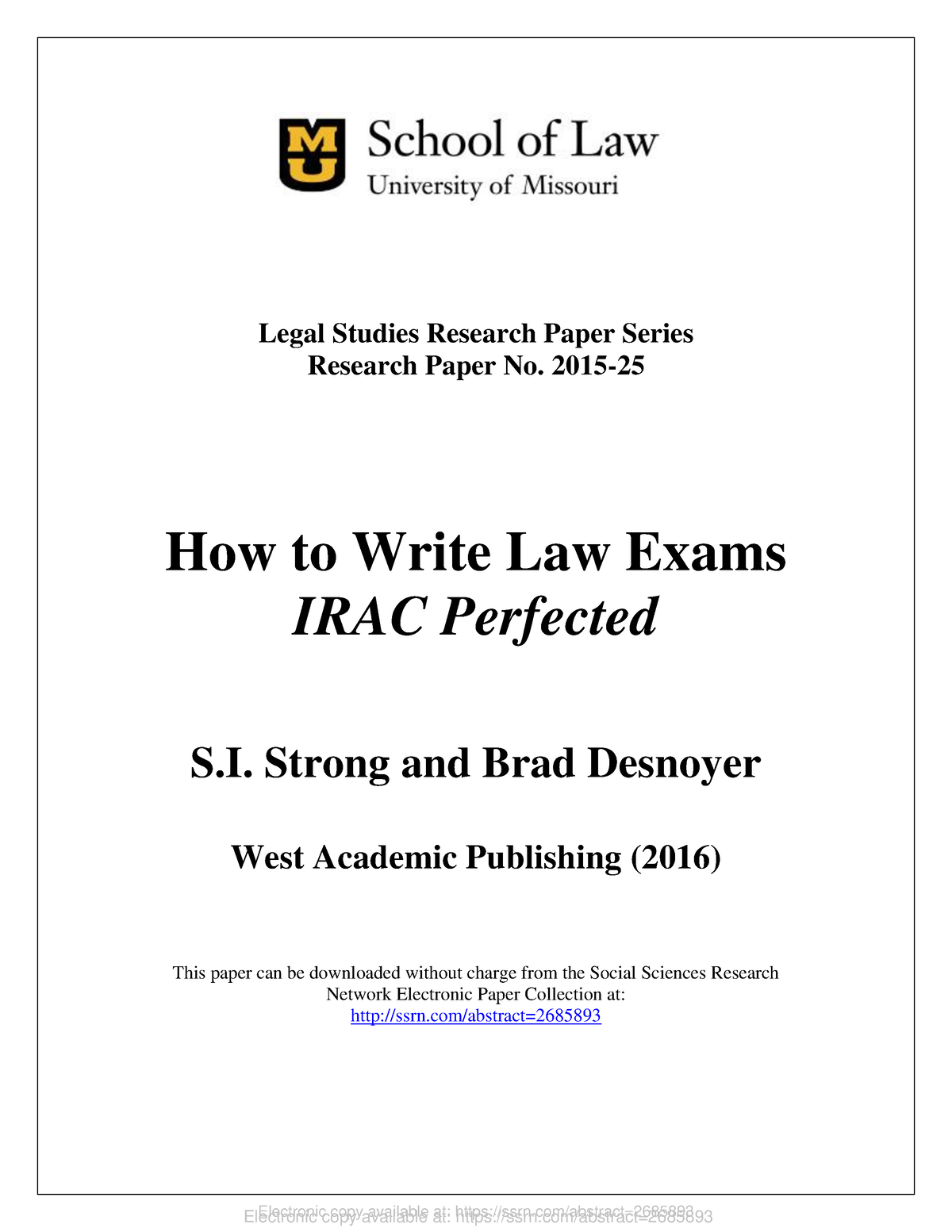 law school legal studies research papers series