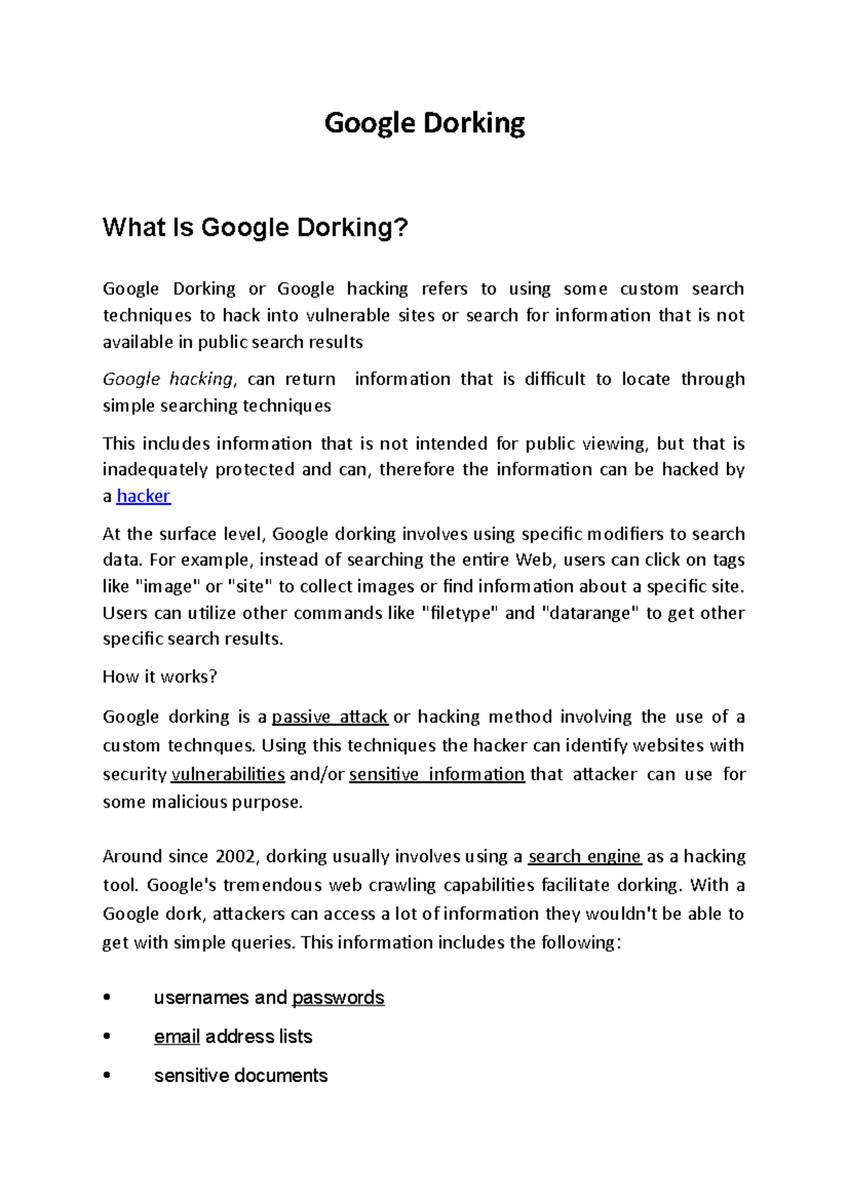 Google Dorking - it my research work - Google Dorking What Is Google ...