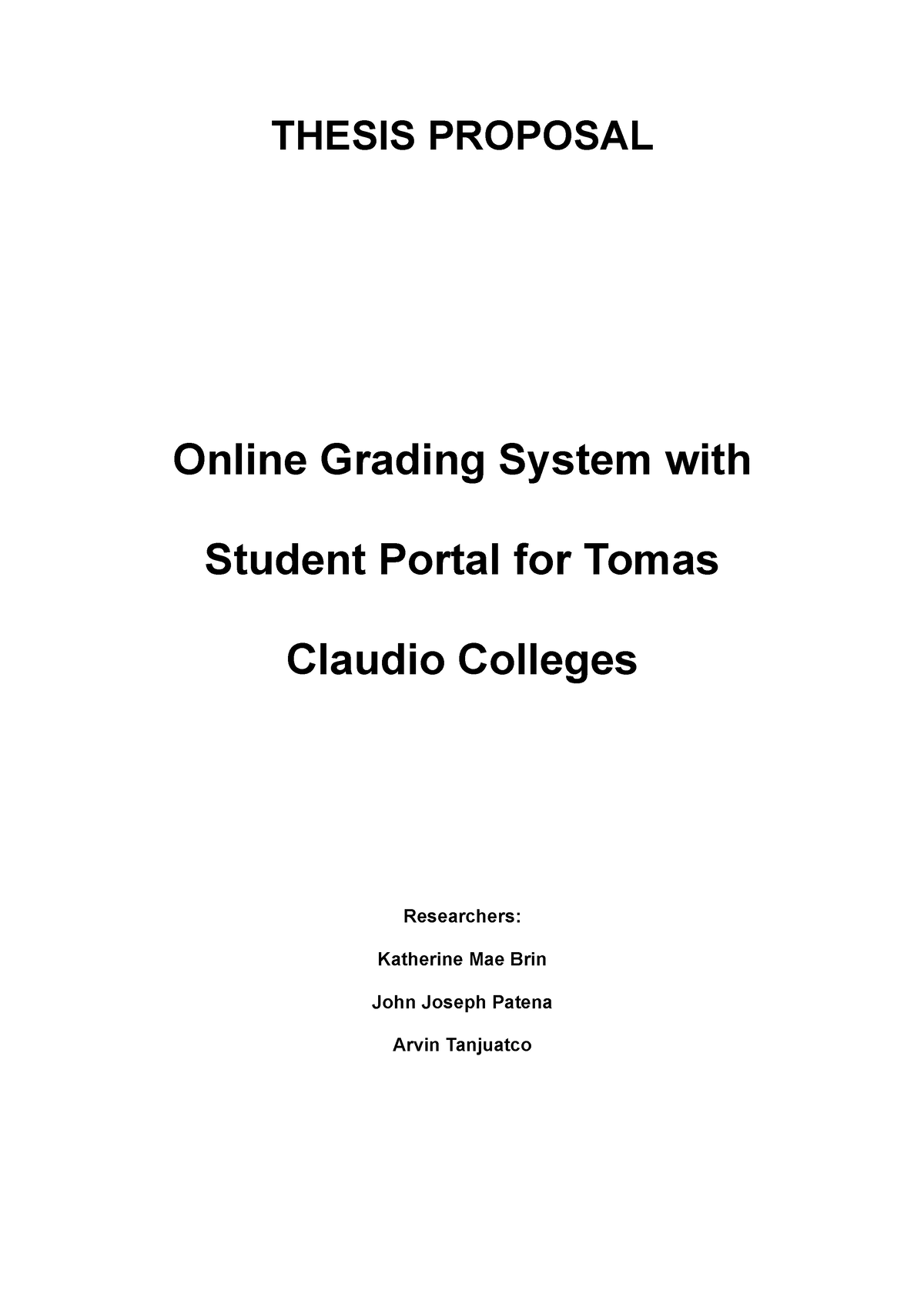 online grading system thesis proposal