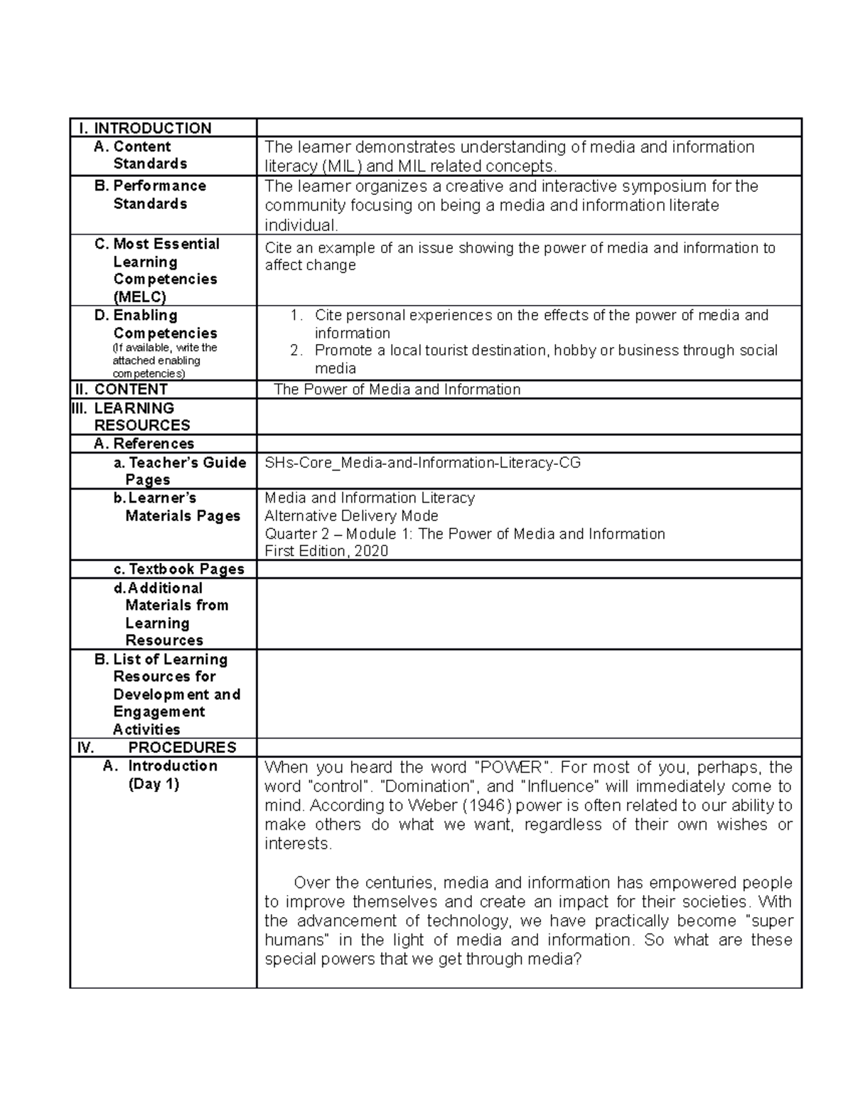 MIL Q2 - 2 - notes for media and information literacy - I. INTRODUCTION ...