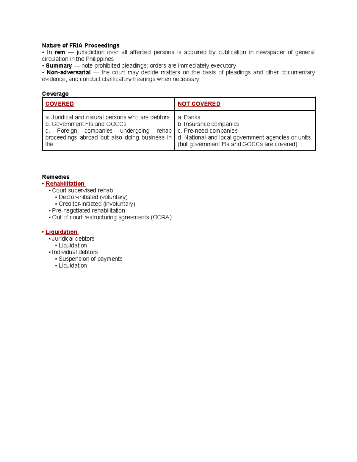 Nature of FRIA Proceedings - Juridical and natural persons who are ...