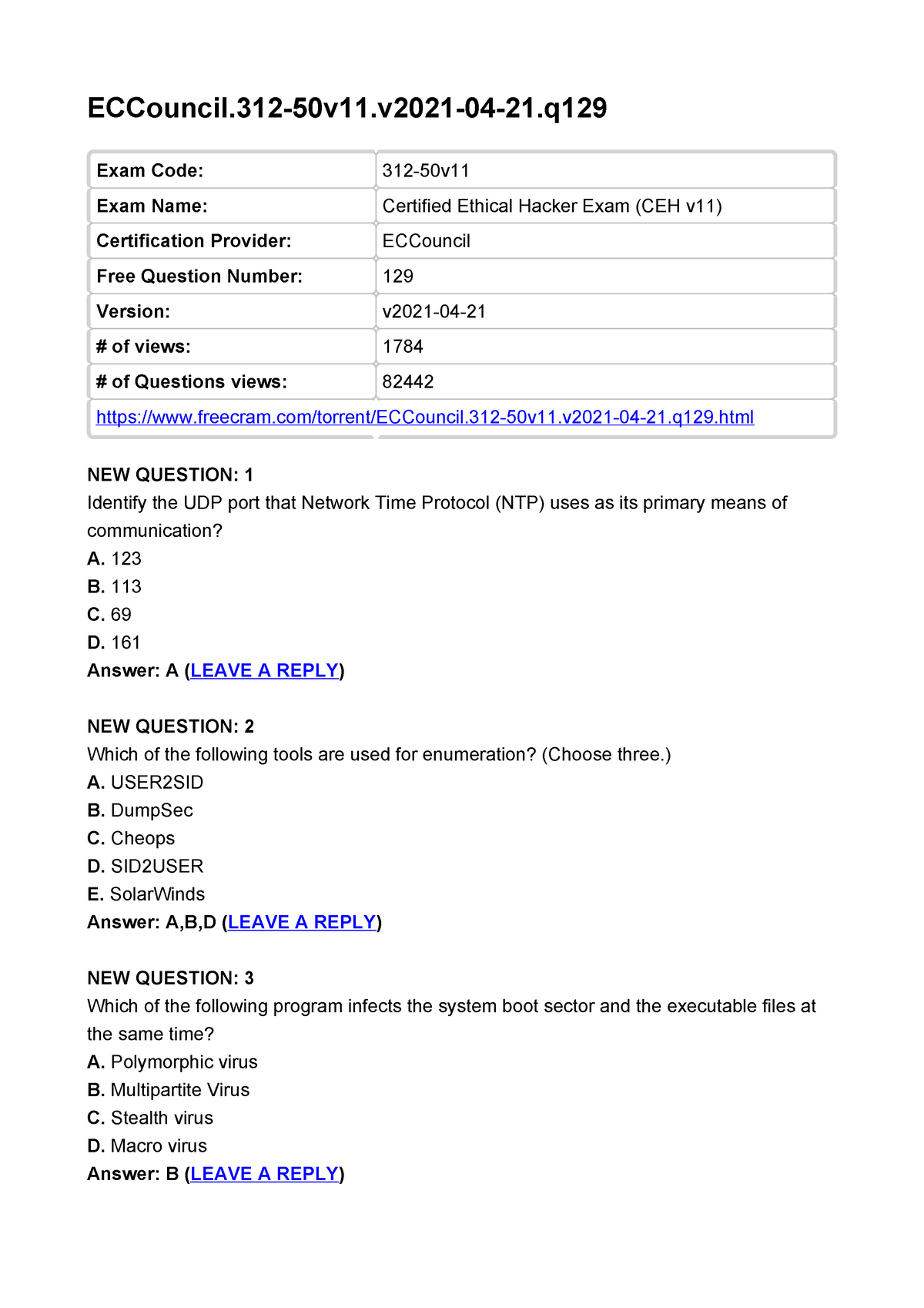 ECCouncil.312-50v11 - Wertyuiop - ECCouncil.312-50v11.v2021-04-21 Exam ...