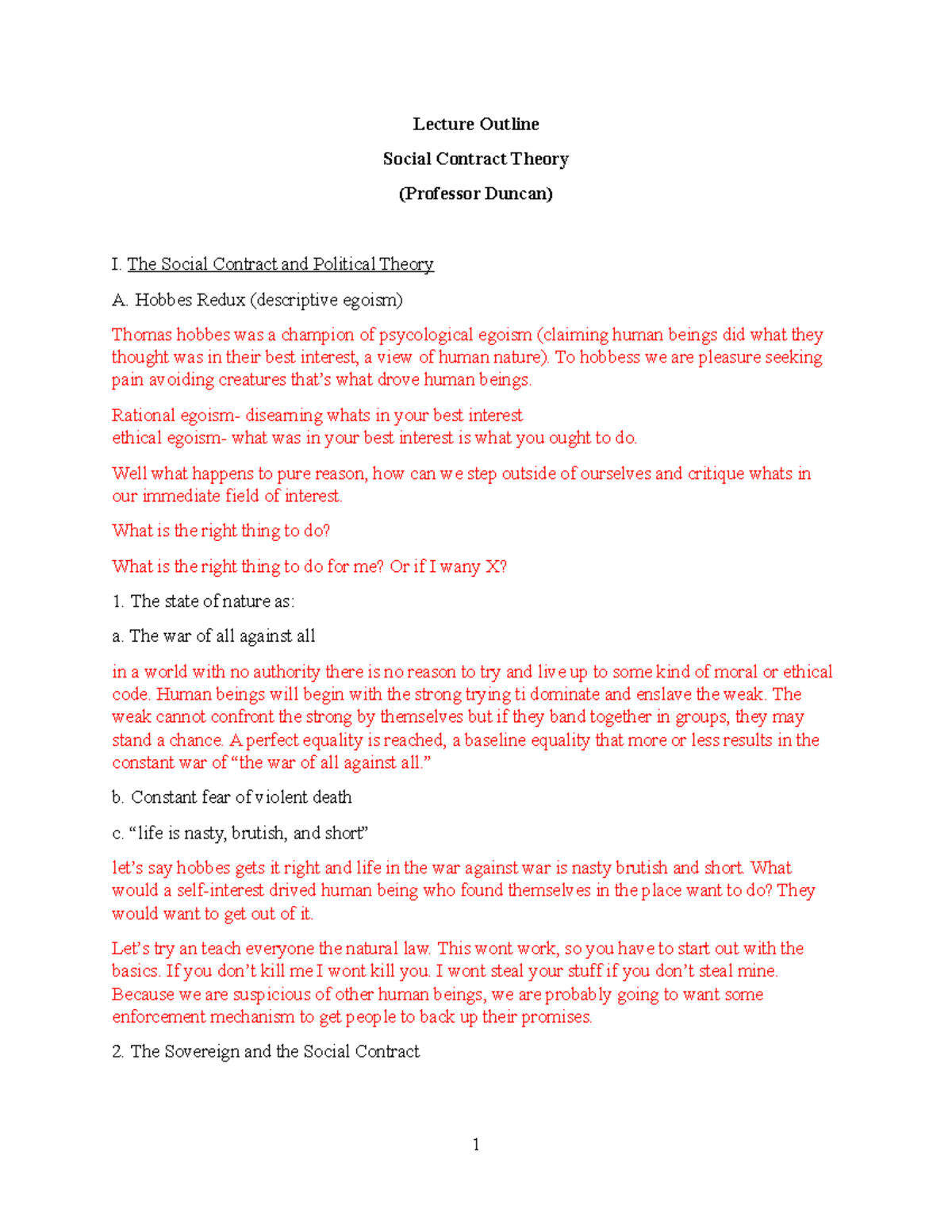 Lecture Outline Social Contract Theory - Lecture Outline Social ...