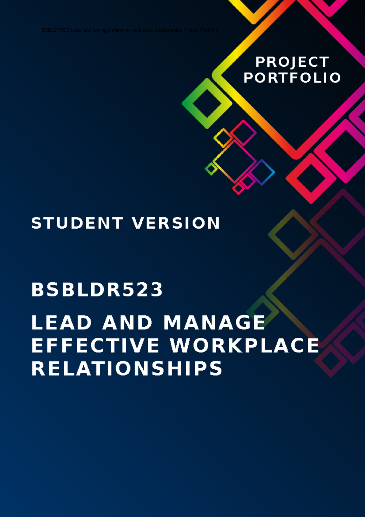 Bsbldr 523 Project Portfolio - BSBLDR LEAD AND MANAGE EFFECTIVE ...