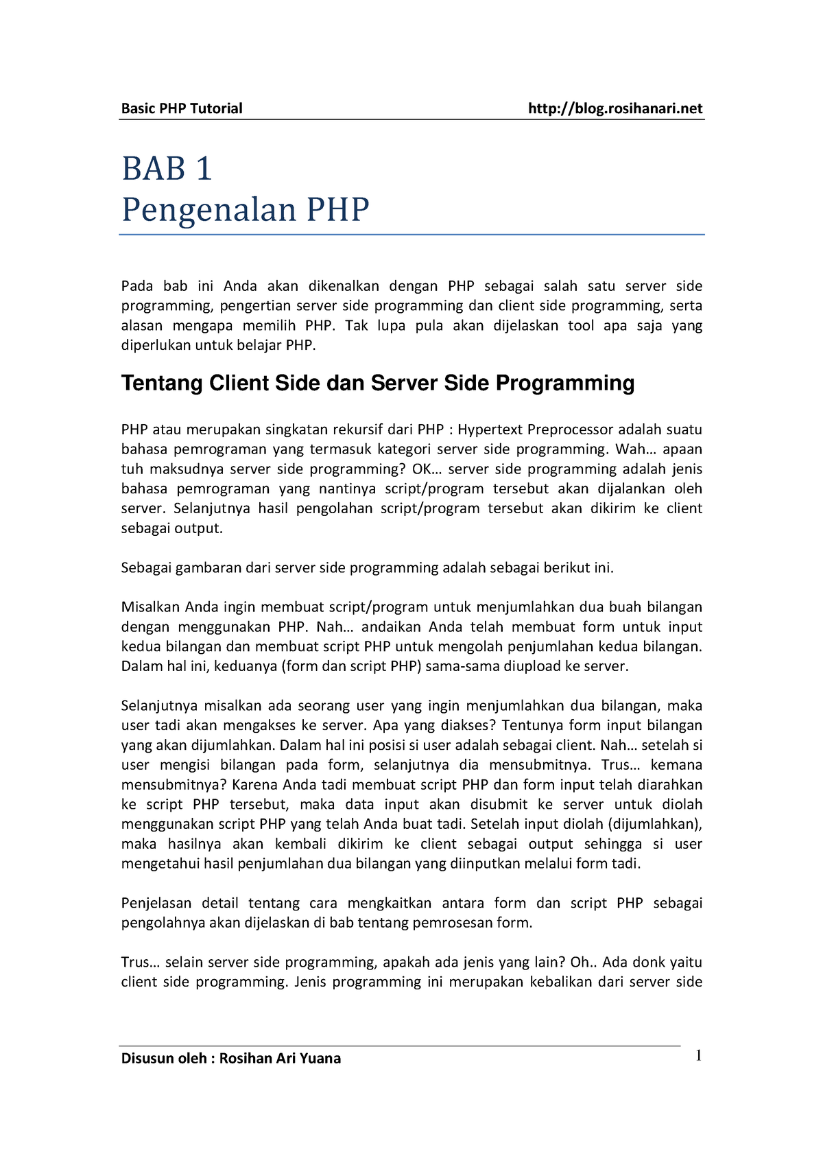 PHP Dasar Tutorial - BAB 1 Pengenalan PHP Pada Bab Ini Anda Akan ...