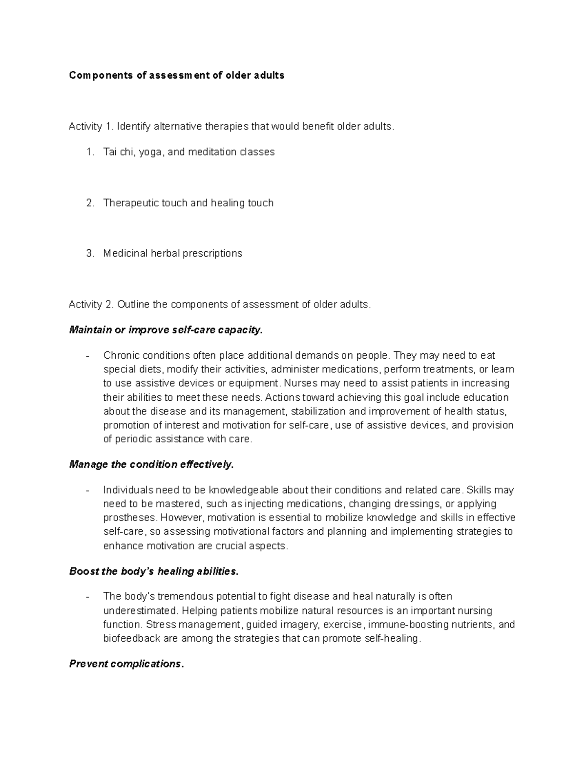 Components Of Assessment Of Older Adults - Components Of Assessment Of ...