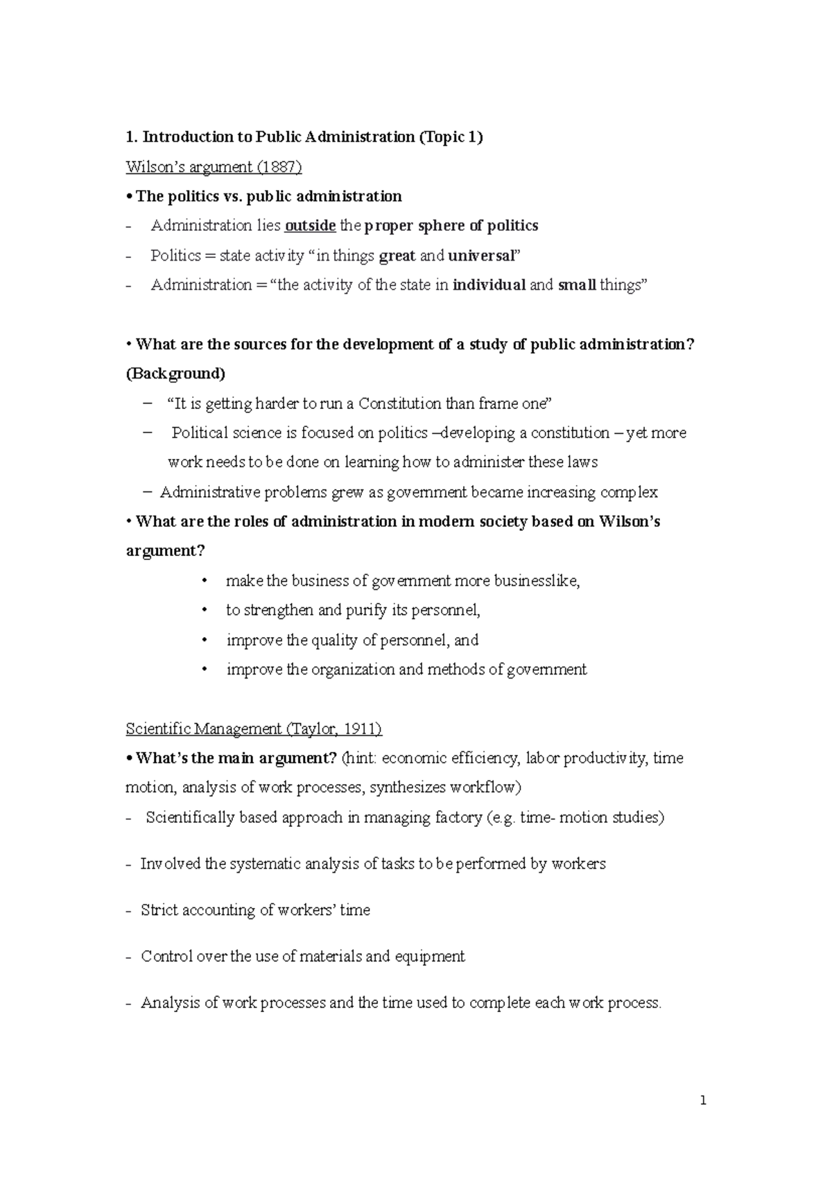 2108 Final - Summary Introduction To Public Administration ...