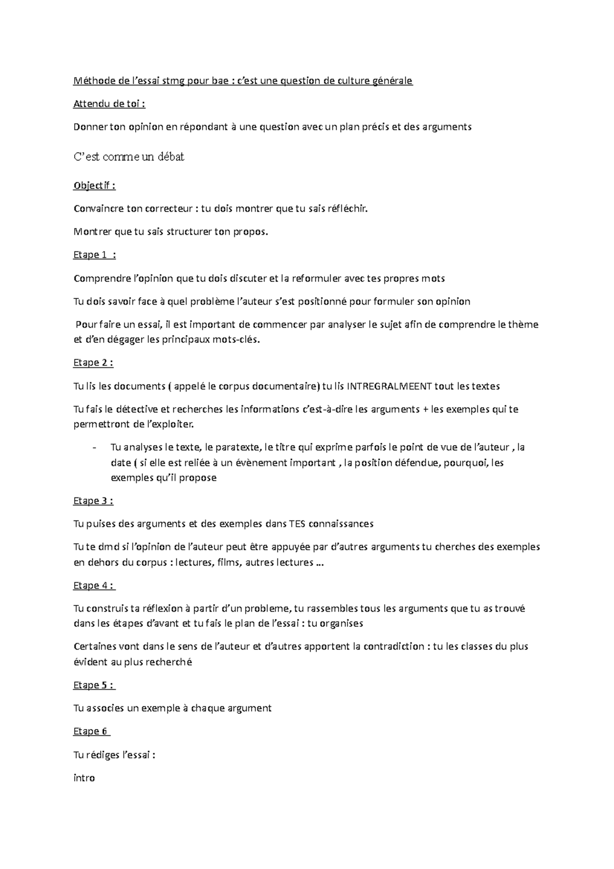 Méthode de l essai stmg Méthode de l’essai stmg pour bae c’est une question de culture