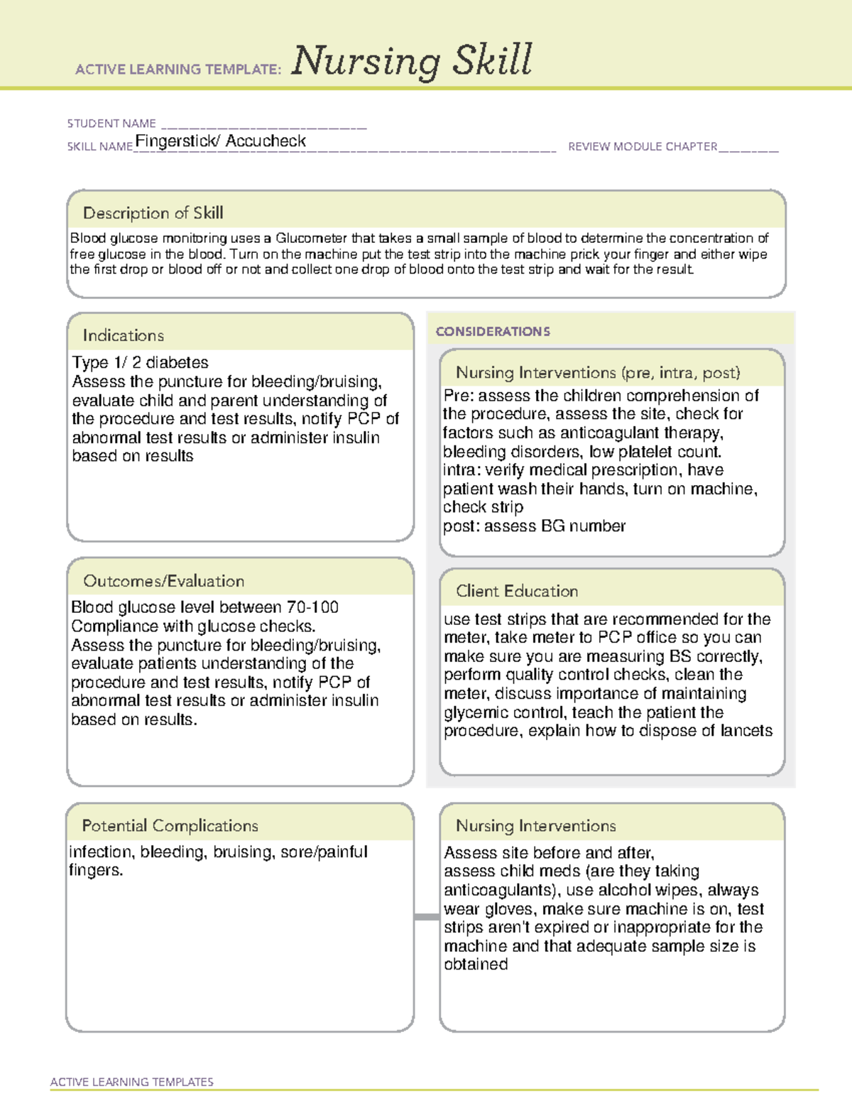 accu checks nursing