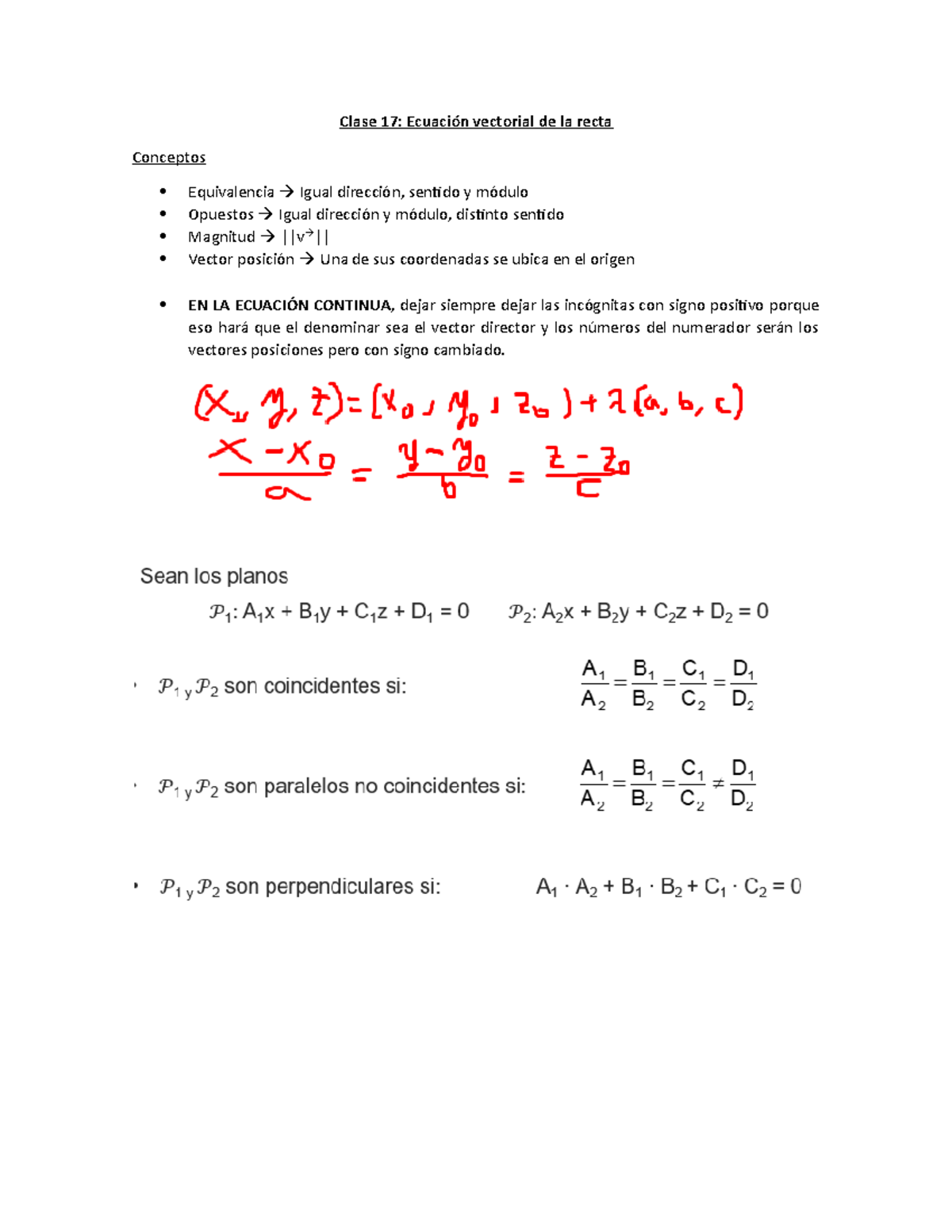 Clase 17 - Ecuación Vectorial De La Recta - Clase 17: Ecuación ...