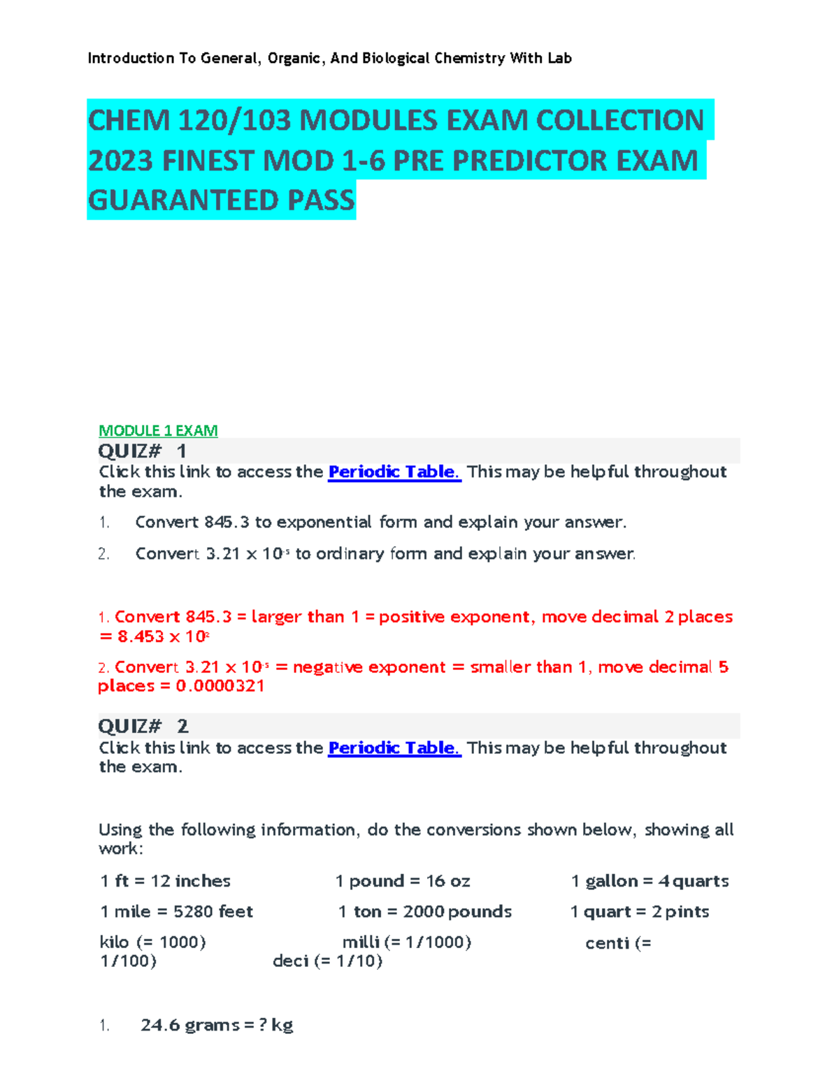 Chem 103 120 Module 1 To 6 Exam Answers Portage Learning - CHEM 120/103 ...