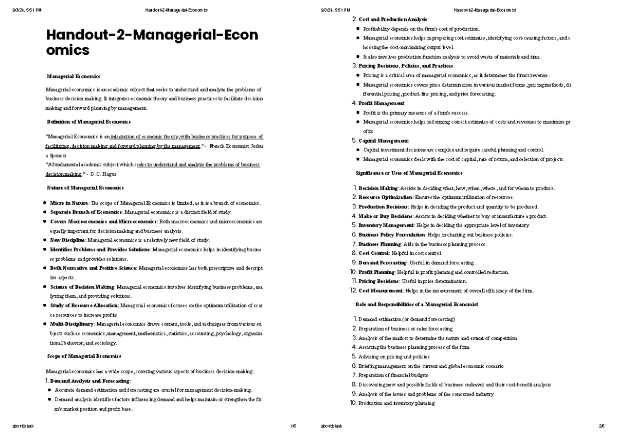 Handout 2 Managerial Economics - Handout-2-Managerial-Econ omics ...