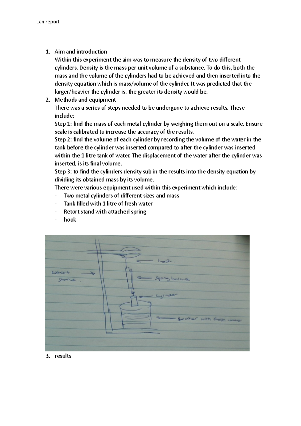 Lab report density Lab report Aim and introduction Within this