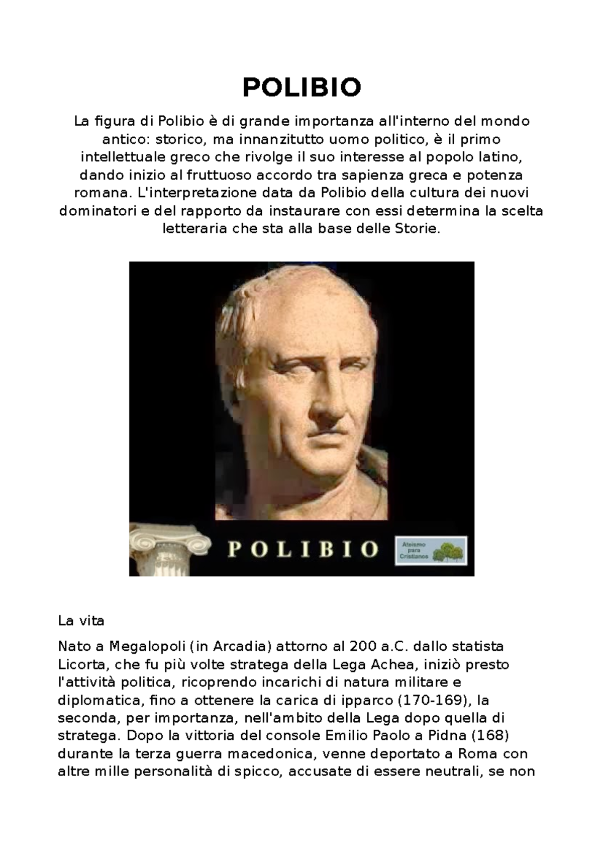 Polibio - L'interpretazione Data Da Polibio Della Cultura Dei Nuovi ...