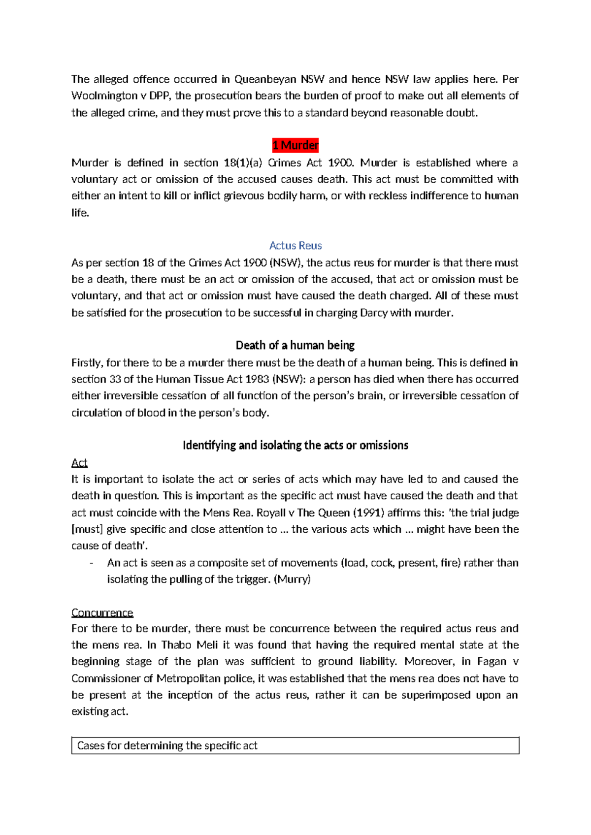 ANU Crim Law Full Notes - The alleged offence occurred in Queanbeyan ...