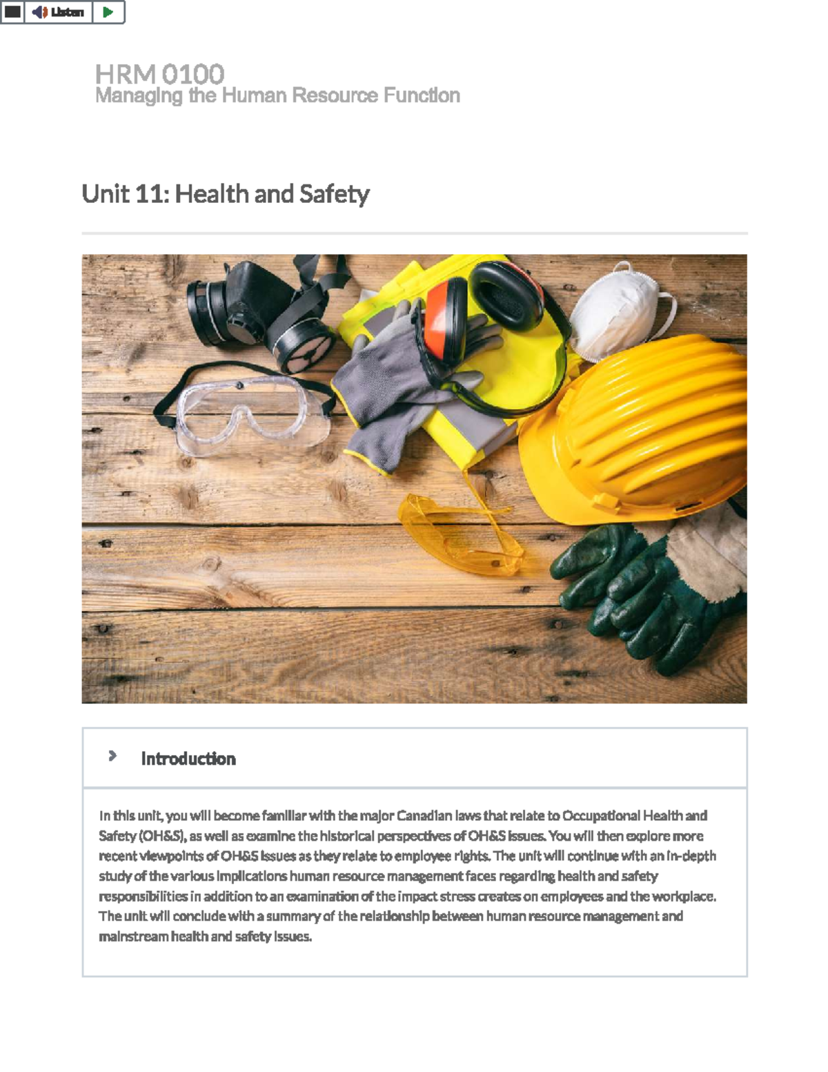 Unit 11 - Health and Safety - HRIR 2440 - Studocu