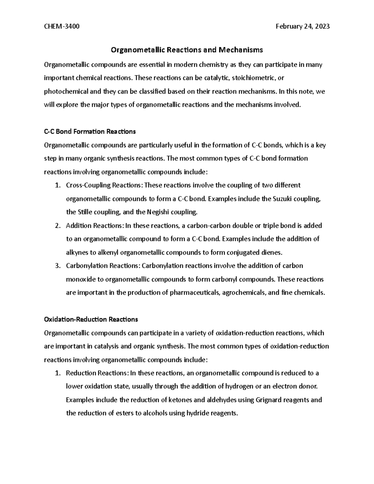 organometallic-reactions-and-mechanisms-chem-3400-february-24-2023