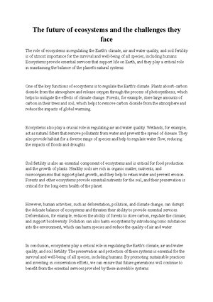The benefits of preserving and restoring ecosystems - However, due to ...