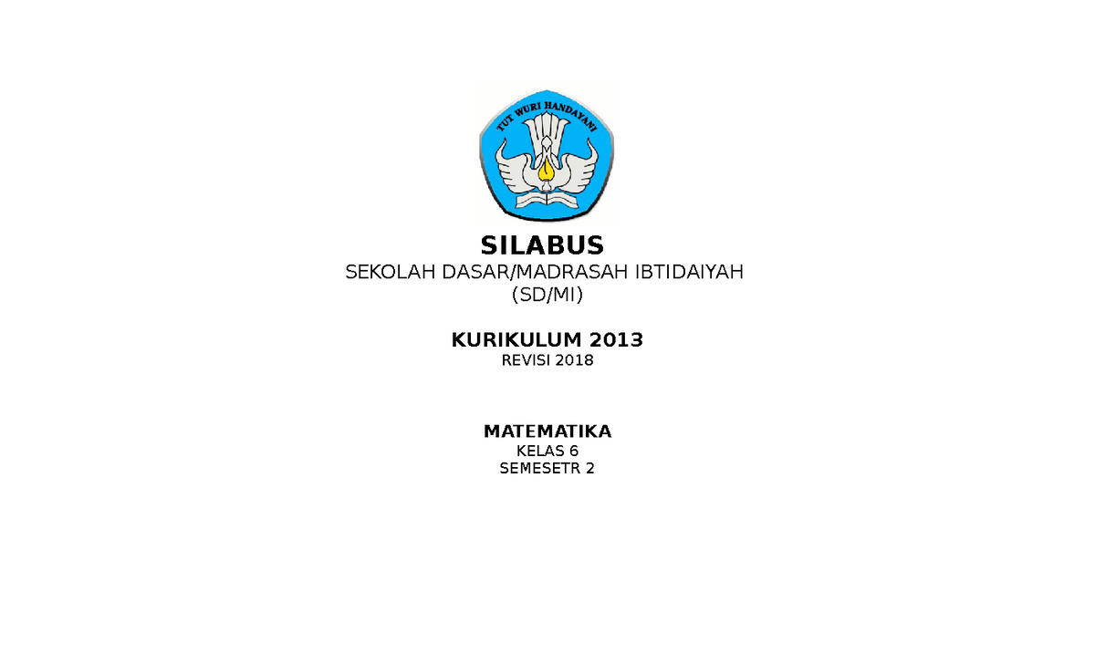 Silabus MTK Kelas 6 SMTR 2 - SILABUS SEKOLAH DASAR/MADRASAH IBTIDAIYAH ...