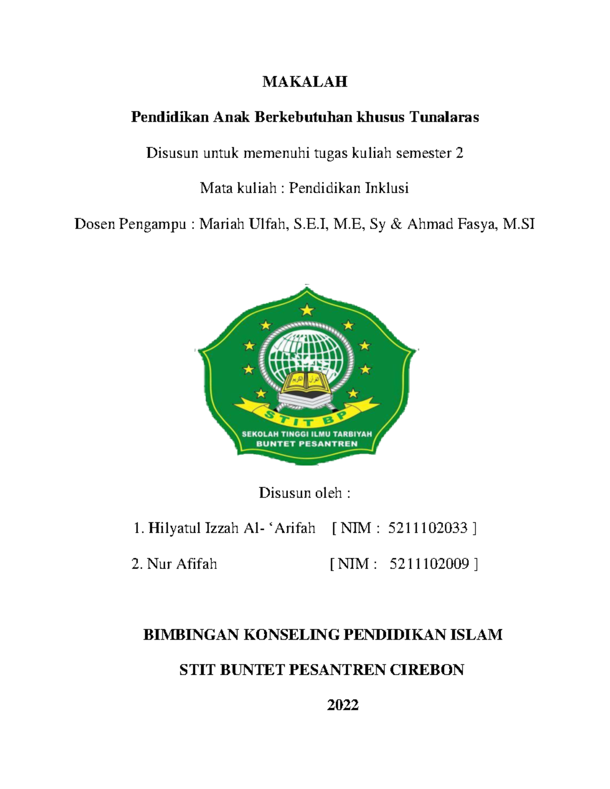Pendidikan Tuna Laras MAKALAH Pendidikan Anak Berkebutuhan khusus
