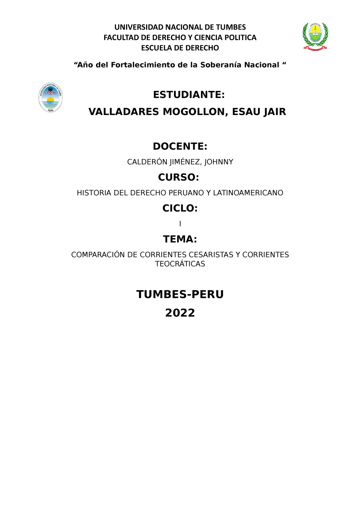 Historia DEL Derecho Peruano Y Latinoamericano - Corriente Cesarista Y ...