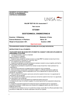 GEE2601 Majortest 2PREP 220531 093624 - GTE2601 - Studocu