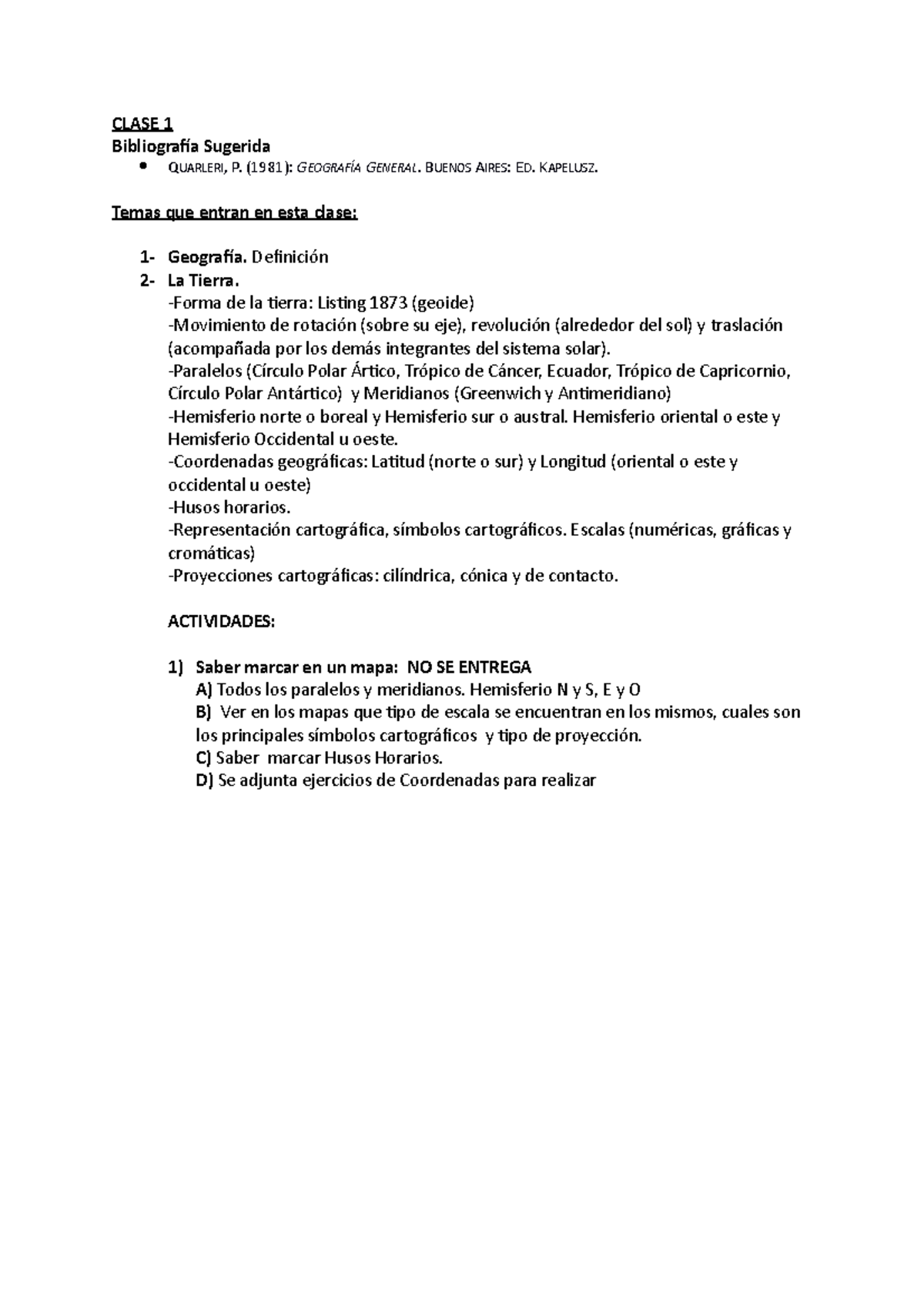 Clase 1 Unidad 1 Definición de la Tierra CLASE 1 Bibliografía