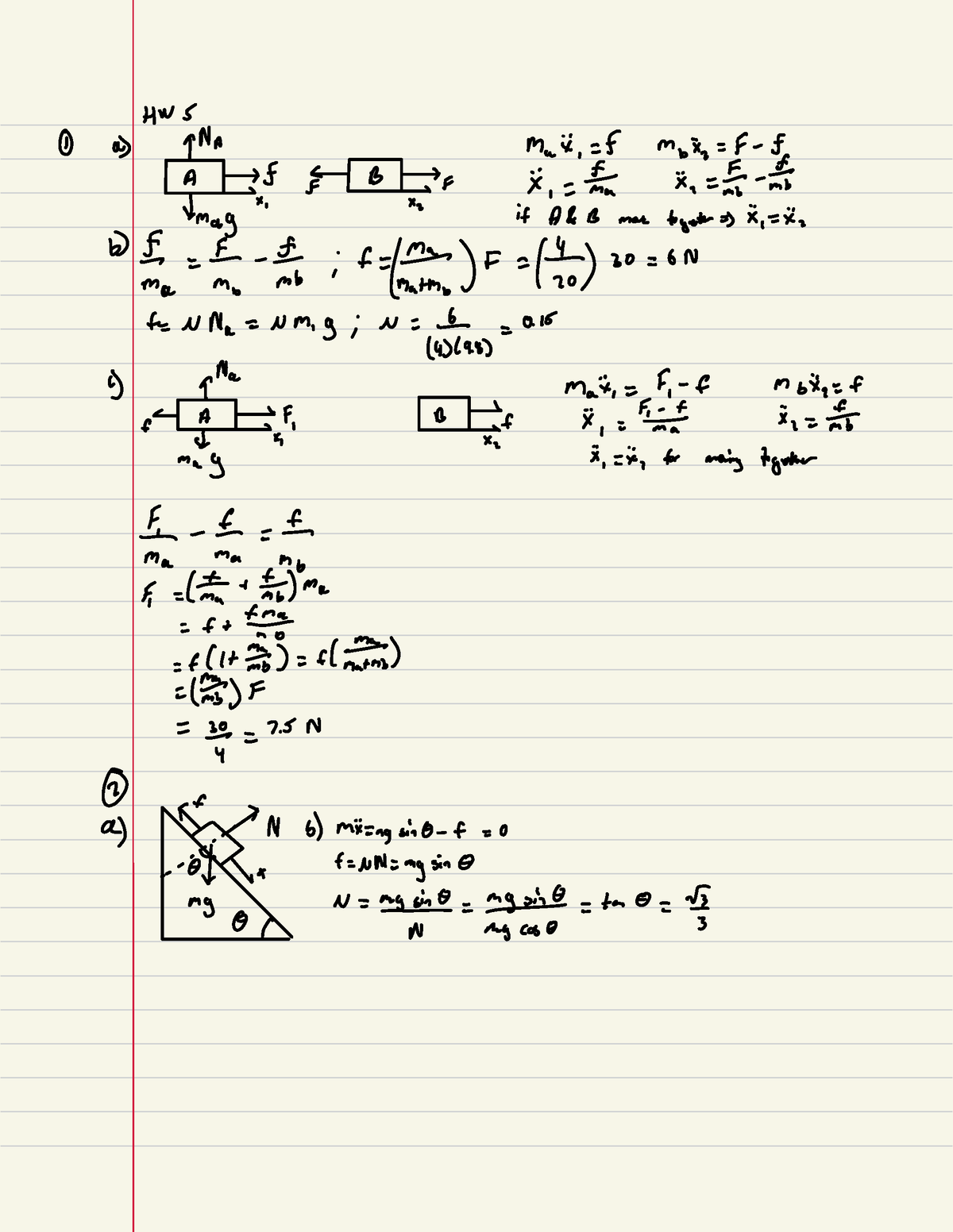 Honors Physics-2 - Physics Homework Problems - HWJ ① A) TNA Mui , = -5 ...