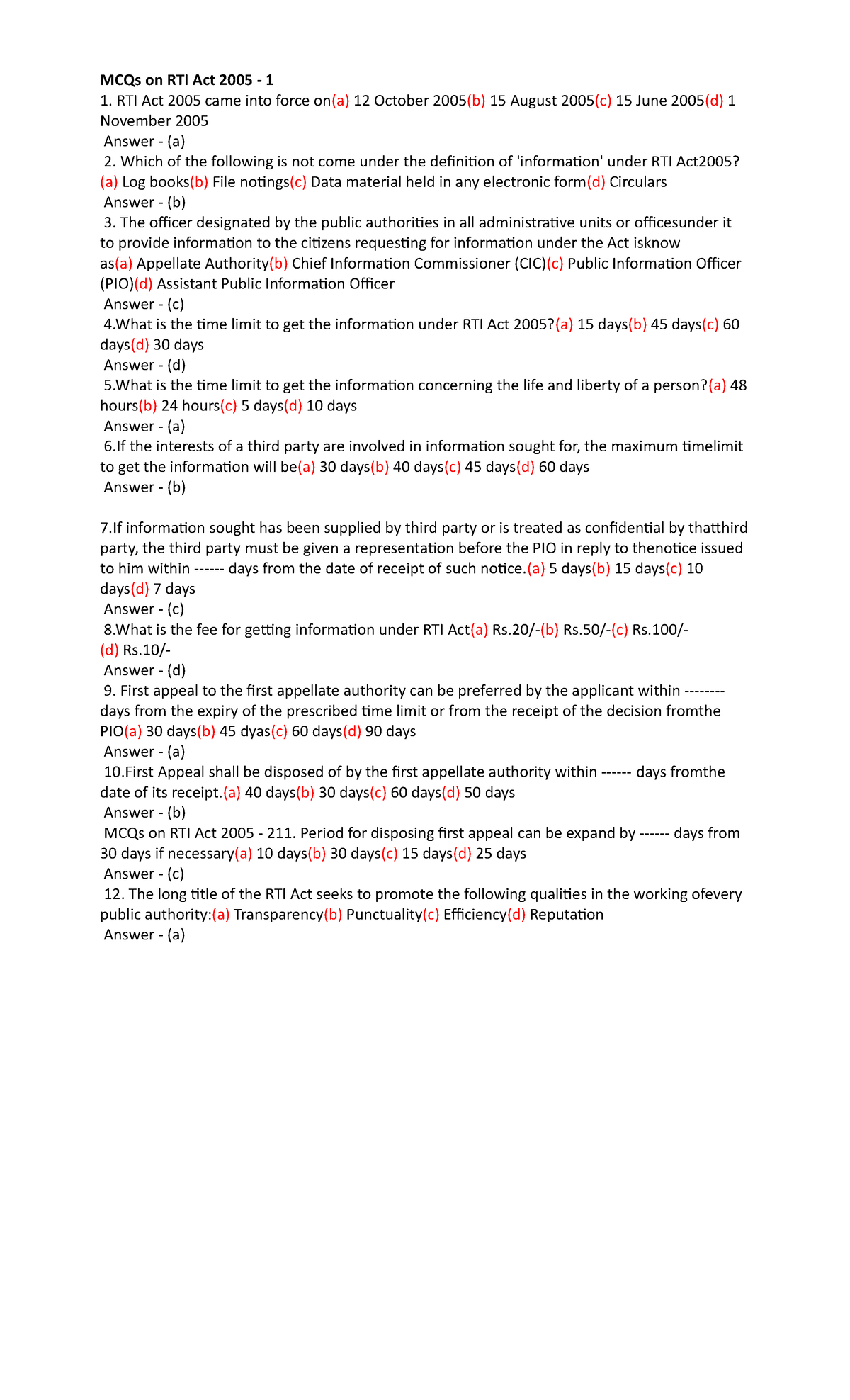 Salient Features Of Rti Act 2005 The Required Information Needs To Be