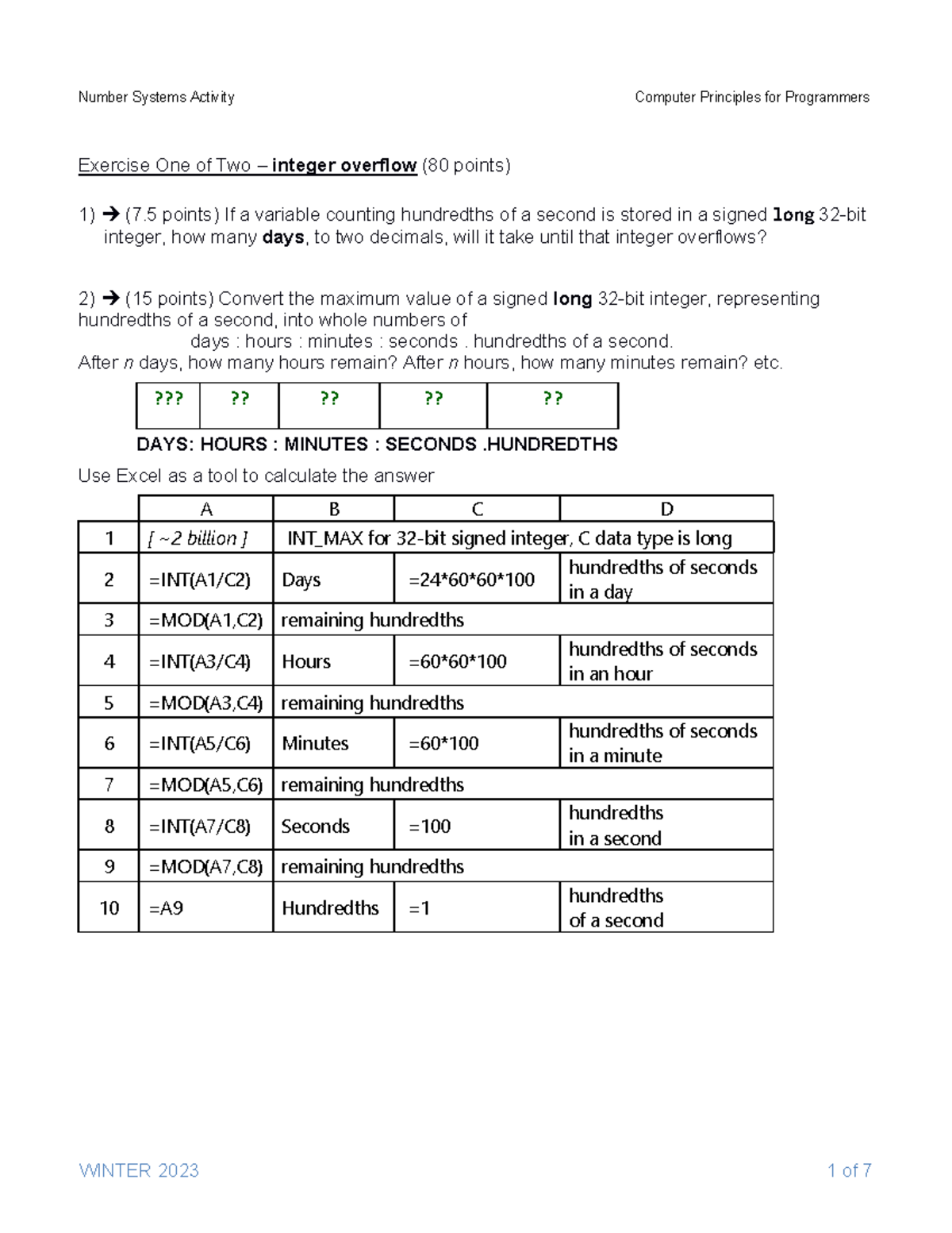 assignment on number system