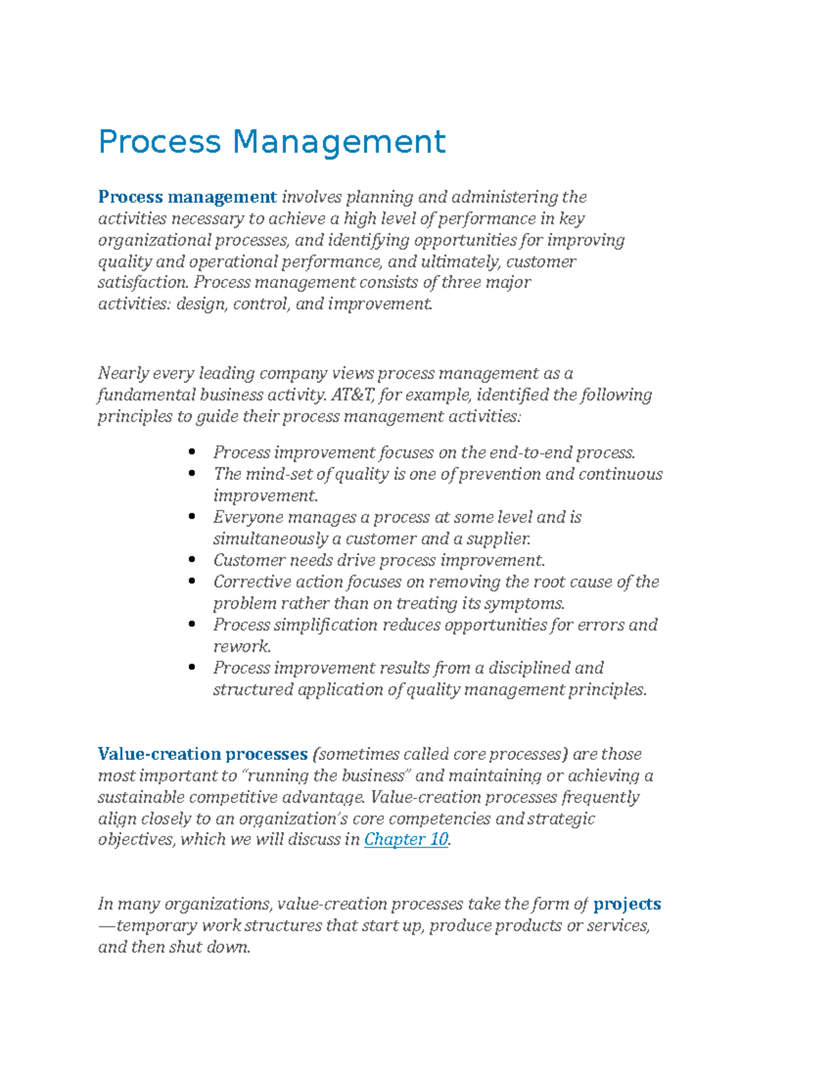 Notes 4 - Process Management Process management involves planning and ...