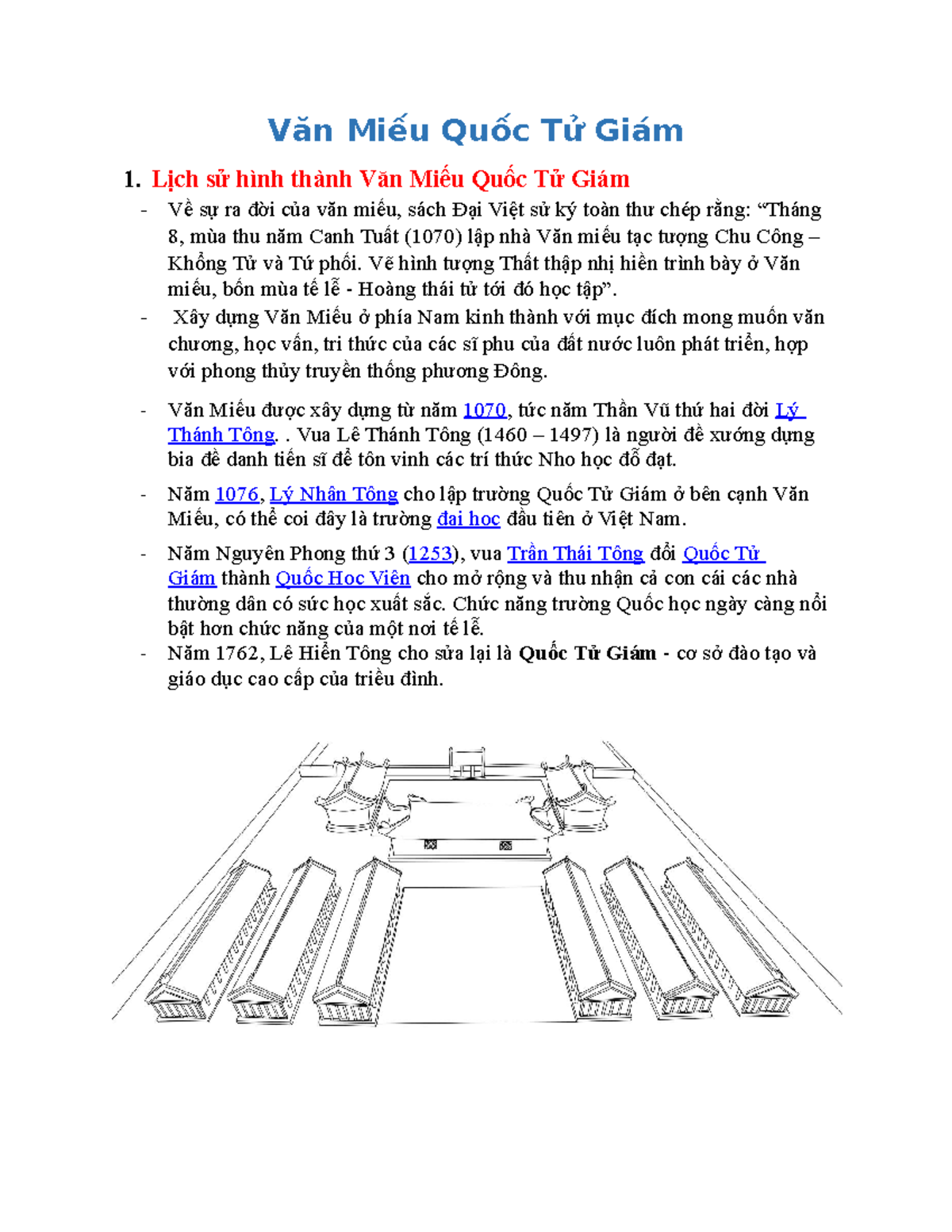 Văn Miếu Quốc Tử Giám - tóm tắt văn miếu - Văn Miếu Quốc Tử Giám 1. Lịch sử hình thành Văn Miếu Quốc - Studocu