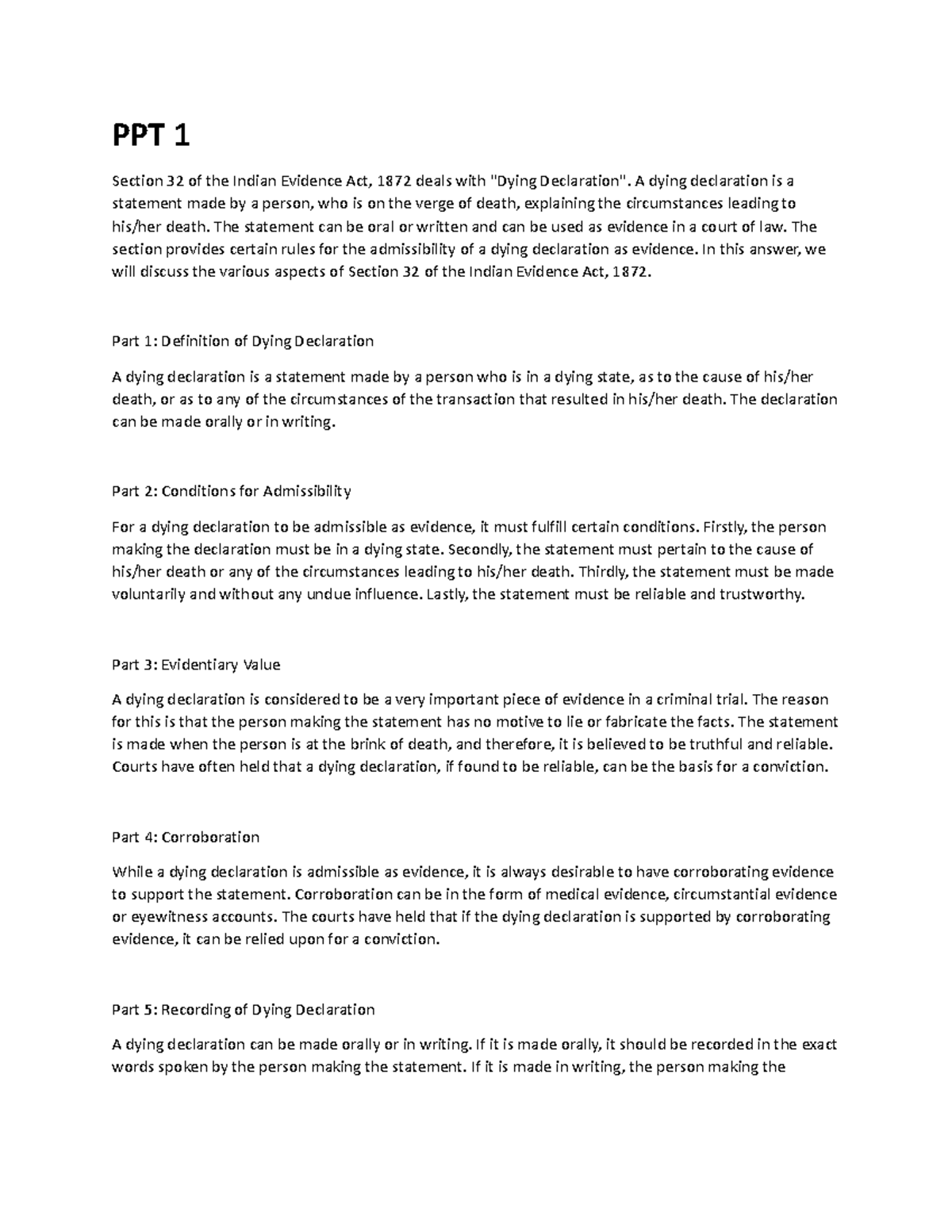 Section 32 of the Indian Evidence Act ppt information PPT 1 Section 32 of the Indian Evidence
