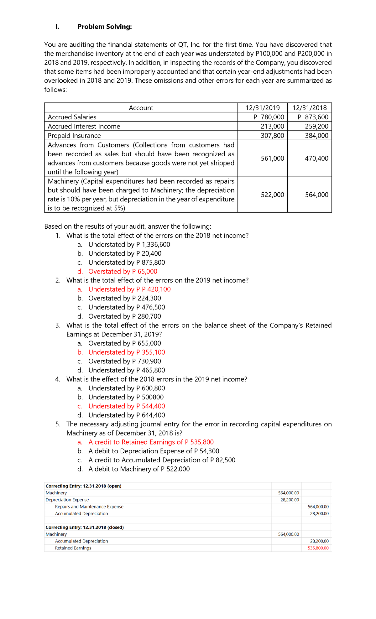 Correction of Errors Consultation for Students - I. Problem Solving ...