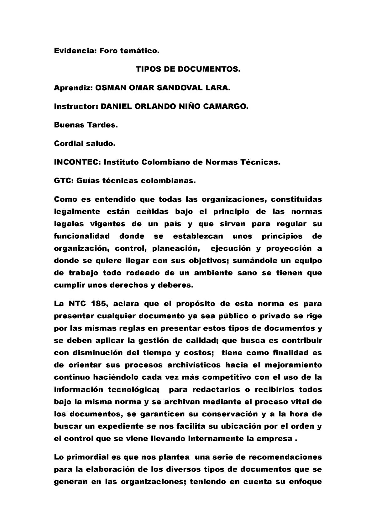 Tipos De Documentos Segun La Norma De Incontec 185 Ti 0902