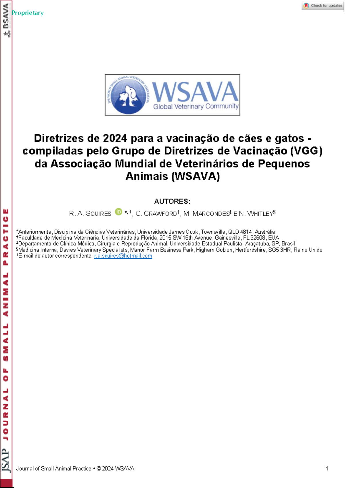 WsavaVCGuidelines2024Portuguese Journal of Small Animal Practice