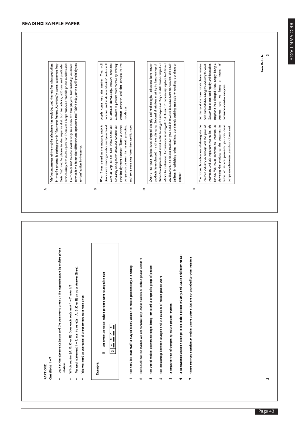 Business Vantage Reading Sample paper 1 Full test HB A B