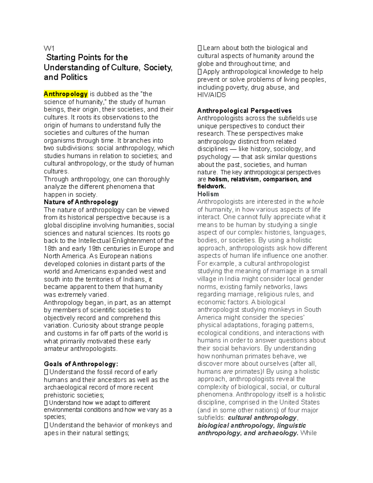 UCSP Notes Week 1 6 - UCSP - W Starting Points for the Understanding of ...