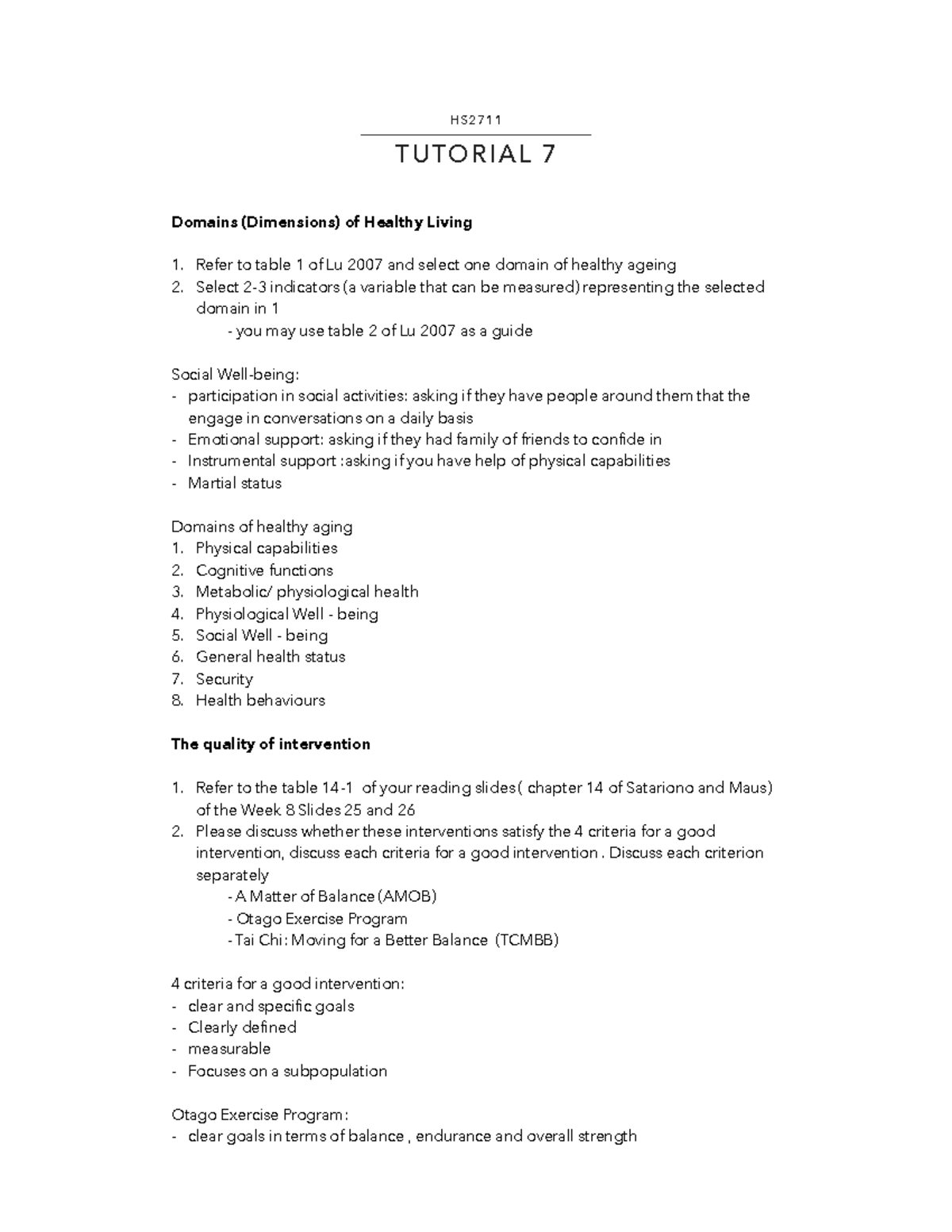 HS2711 - Tutorial 7 - H S 2 7 1 1 T U TO R I A L 7 Domains (Dimensions ...