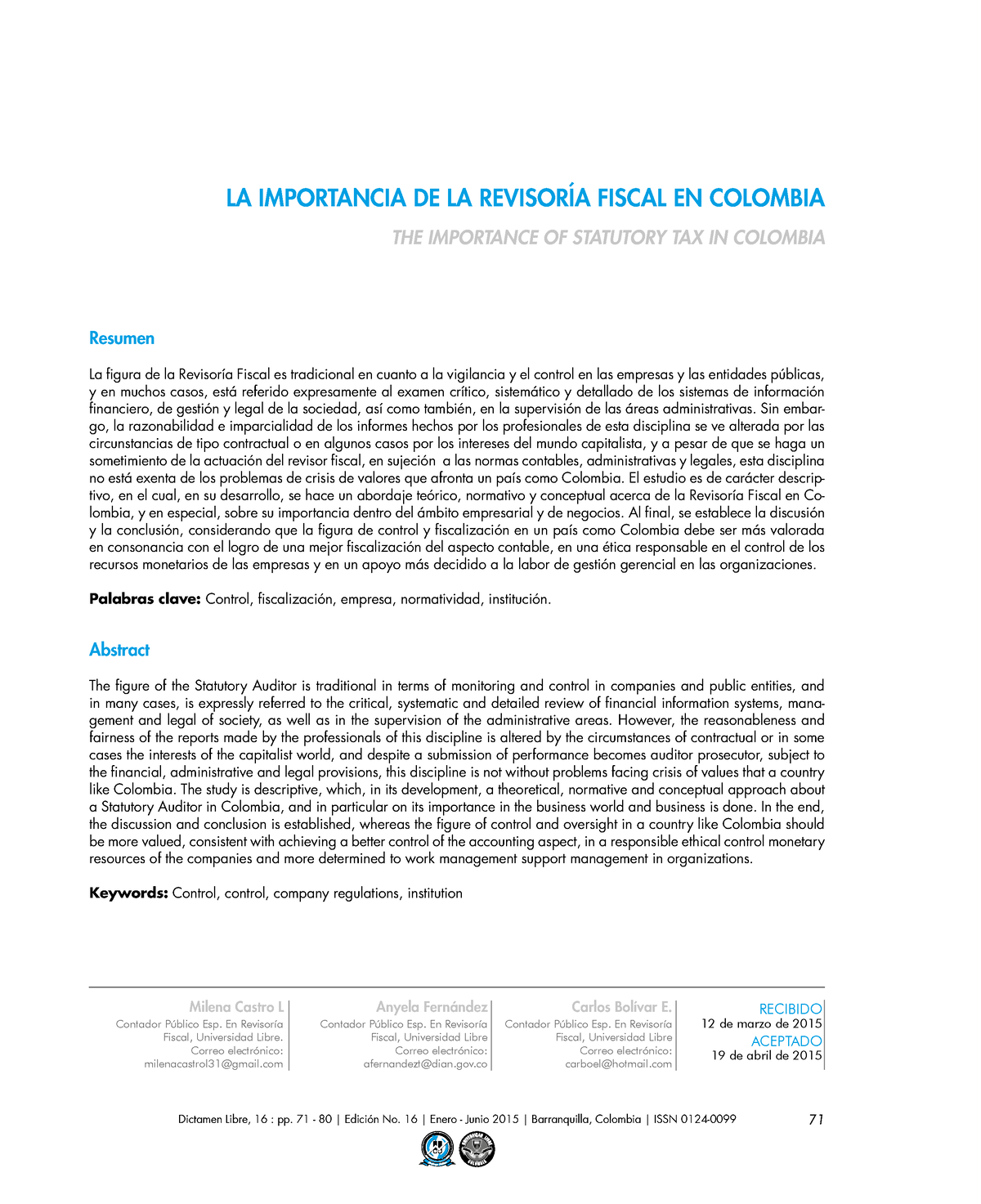 Revisoria Fiscal Psi La Importancia De La RevisorÍa Fiscal En