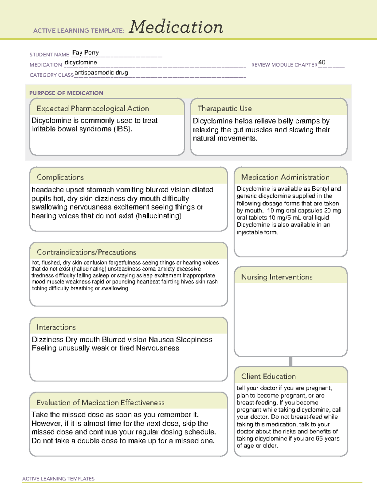 Medication blank - Ati template - ACTIVE LEARNING TEMPLATES Medication ...