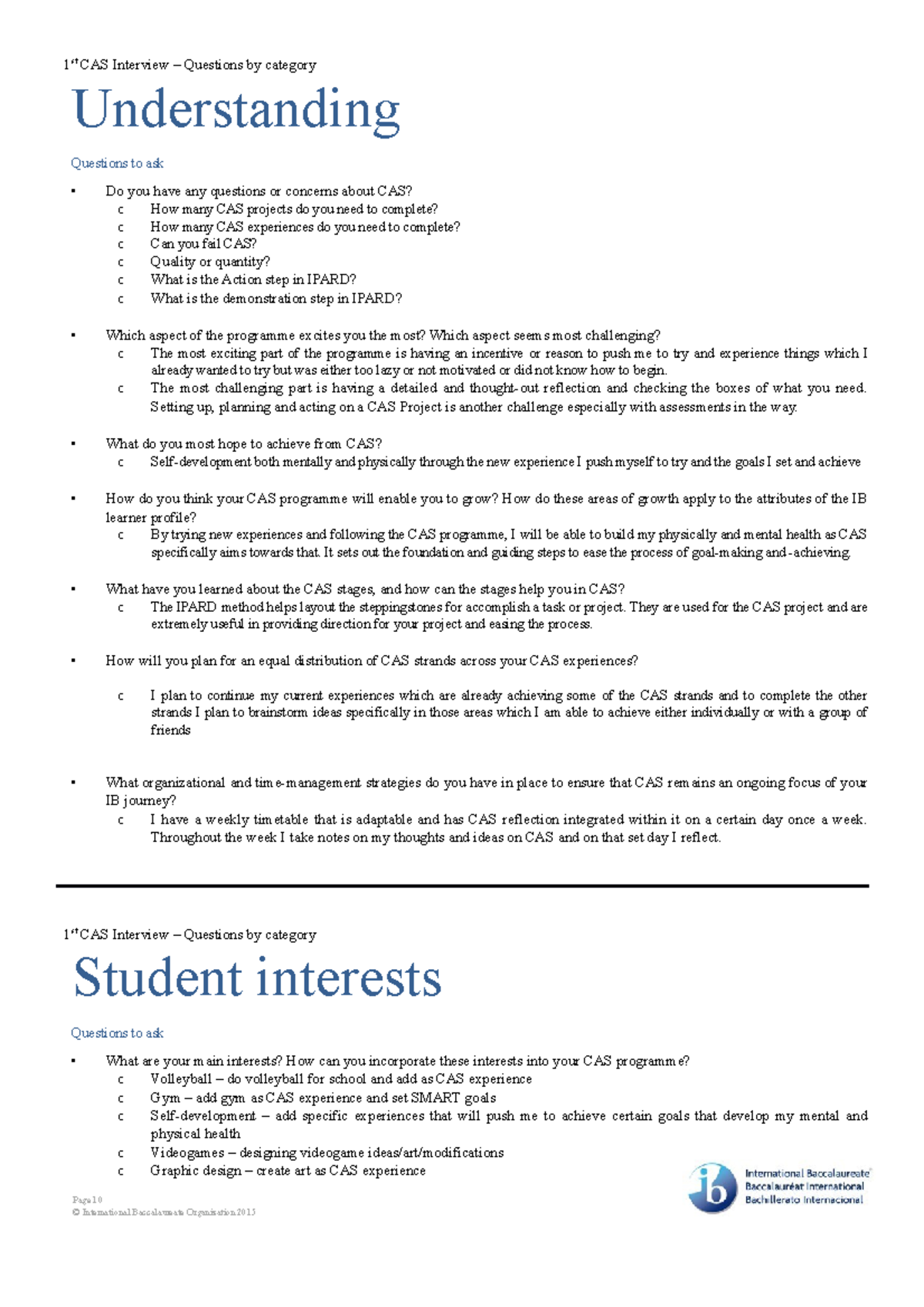 1st interview Questions - 1 st CAS Interview – Questions by category ...