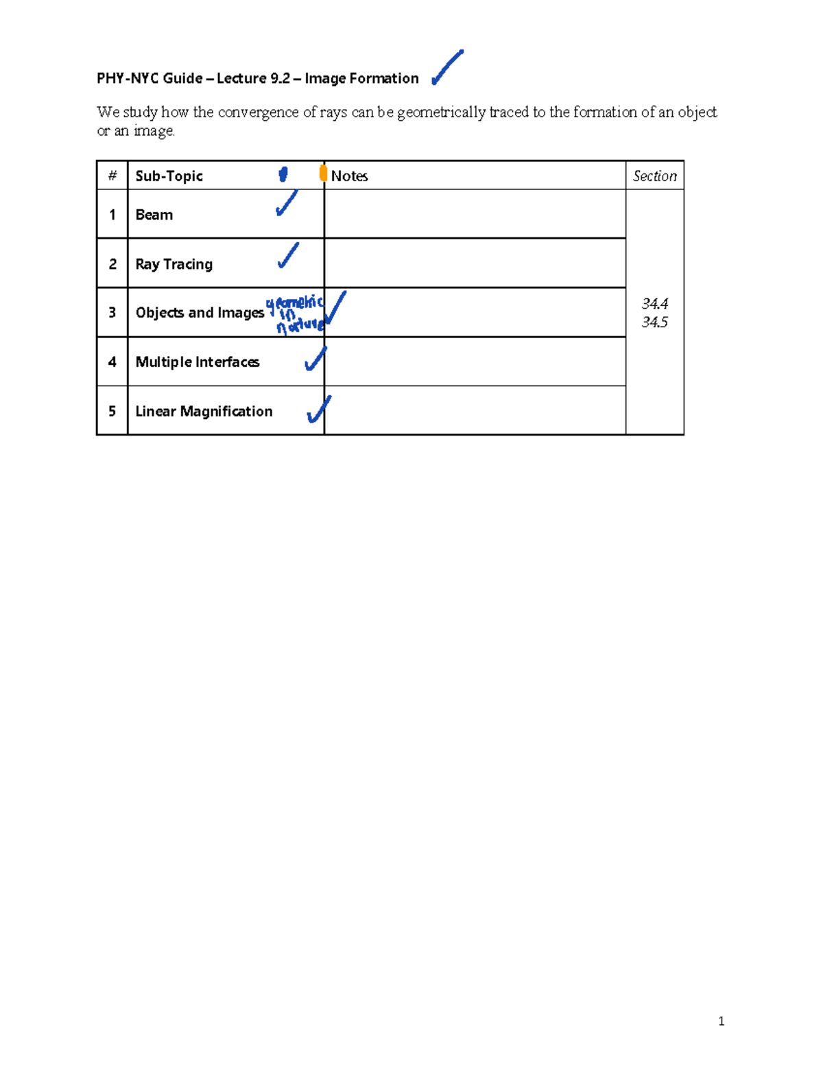 Lecture Guide Phy NYC 09 - 1 PHY-NYC Guide – Lecture 9 – Image ...
