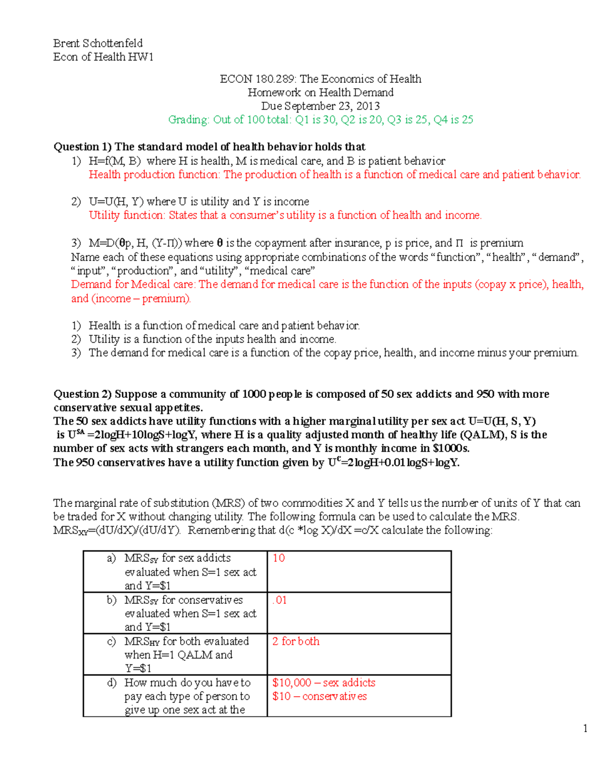 Econ Of Health HW1 - Homework 1 Assignment - Econ Of Health HW ECON 180 ...