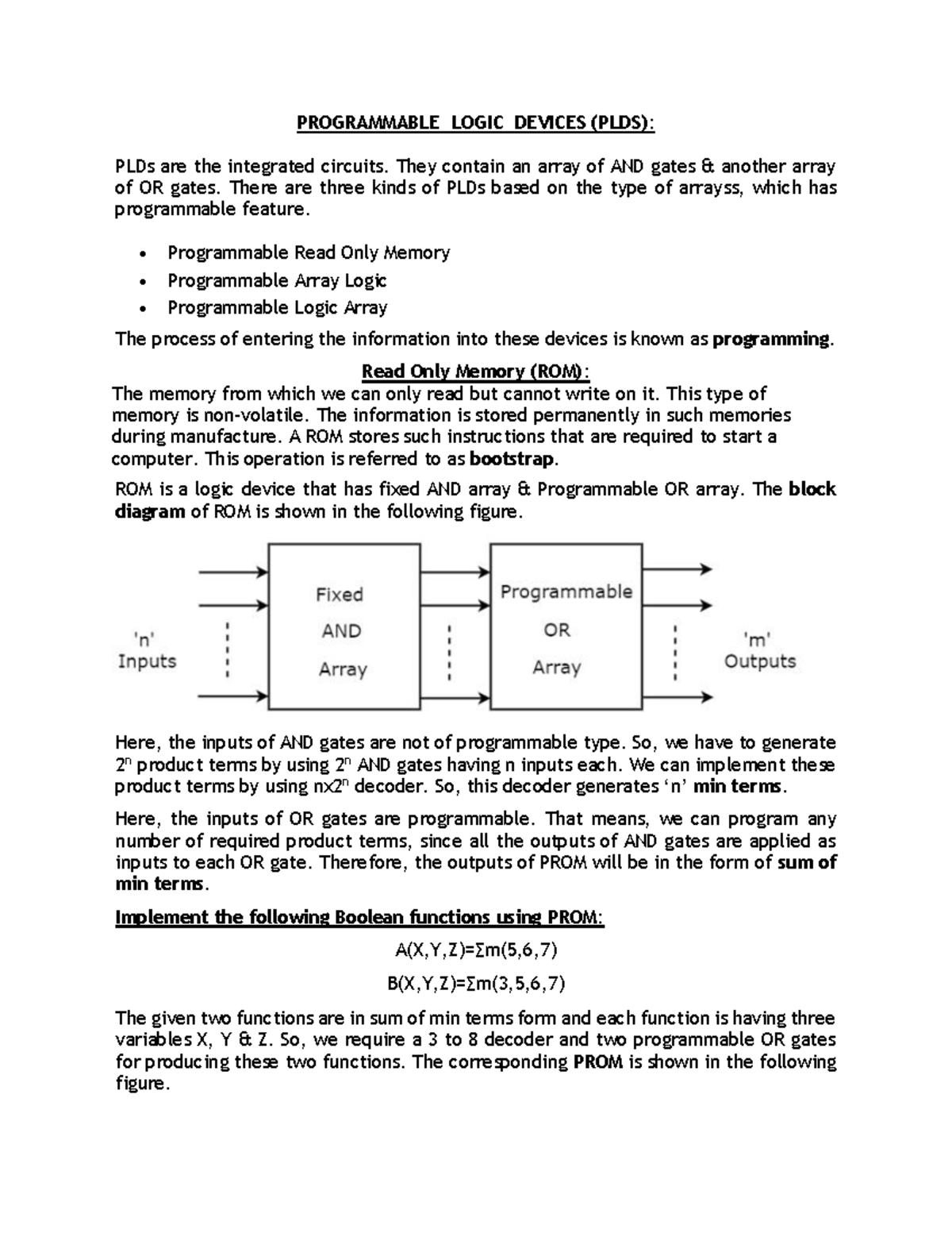 Programmable Logic Devices PROGRAMMABLE LOGIC DEVICES (PLDS) PLDs