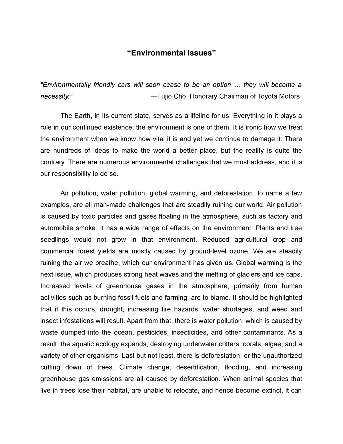 opinion essay about environment