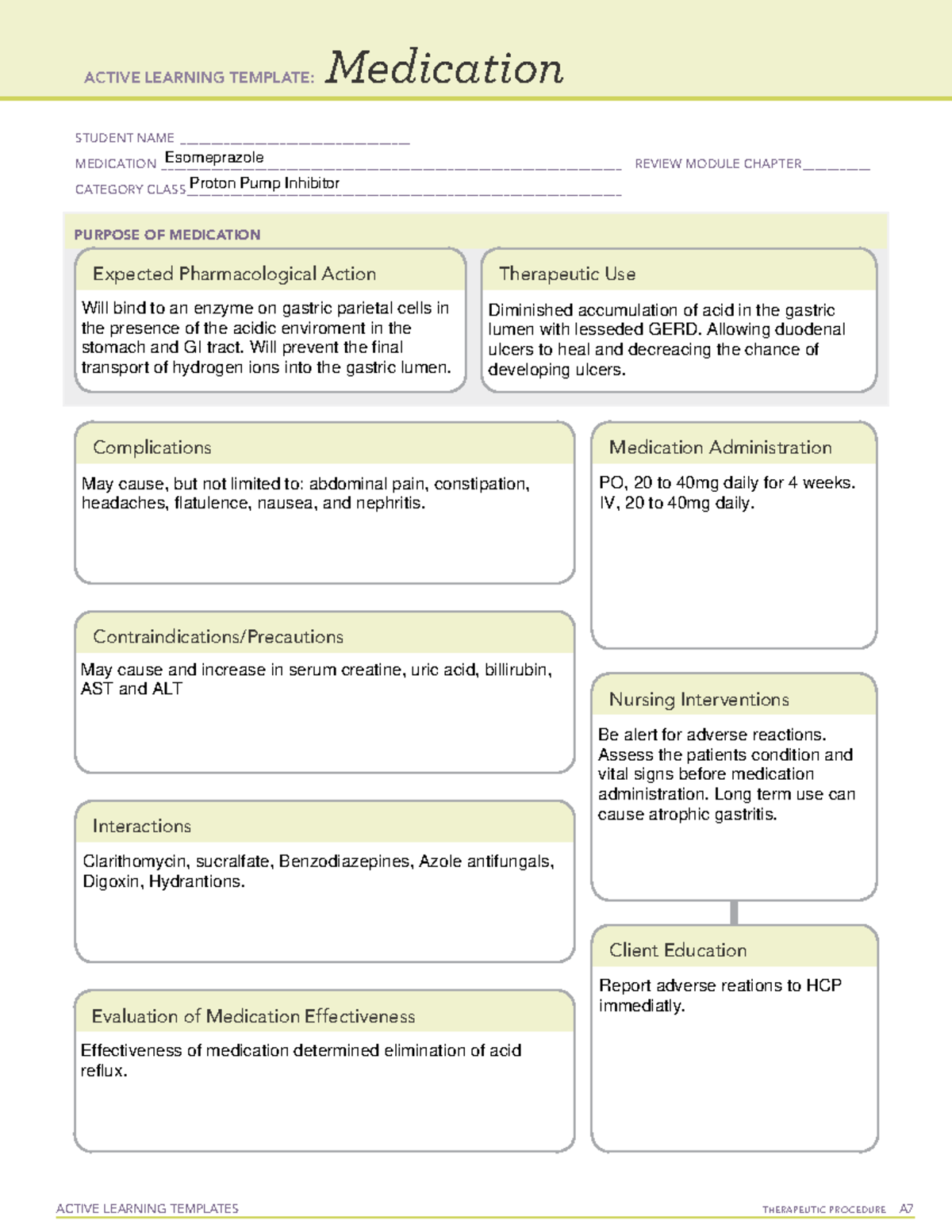 Esomeprazole - Drugcard - ACTIVE LEARNING TEMPLATES THERAPEUTIC ...